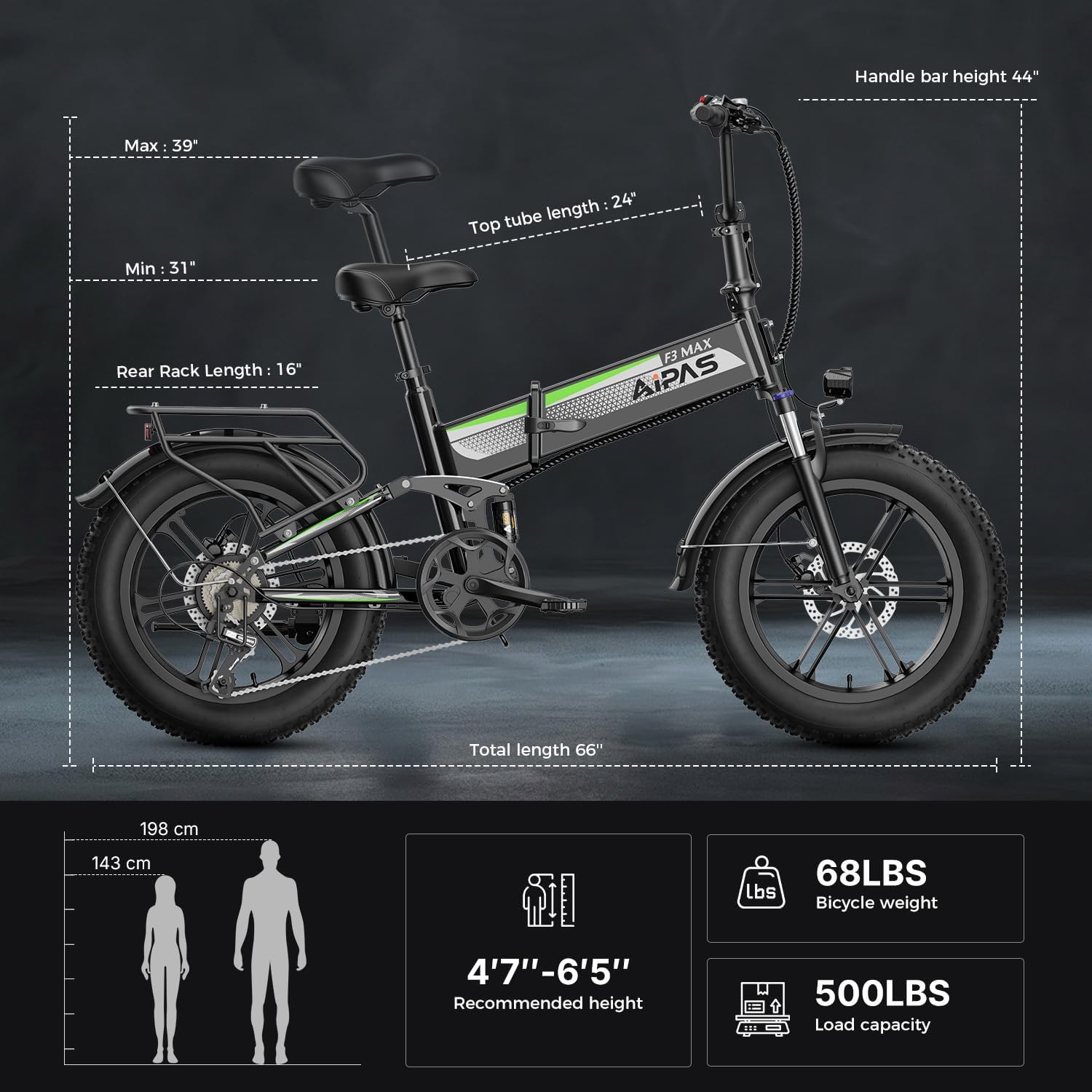 20" Fat Tire Foldable Electric Bike for Adults, 1800W Peak Motor, Up to 85 Mile Range, Full Suspension, Hydraulic Disc Brakes, Cargo E-Bike