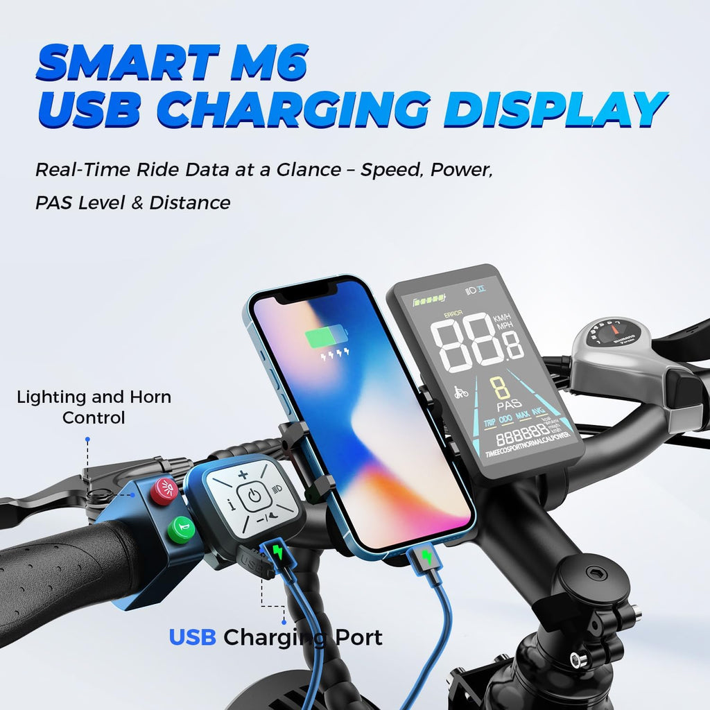 Electric Fat Tire Mountain Bike for Adults – High-Performance E-Bike with Powerful Motor, Long Range, 7-Speed Gear System & Rear Cargo Basket