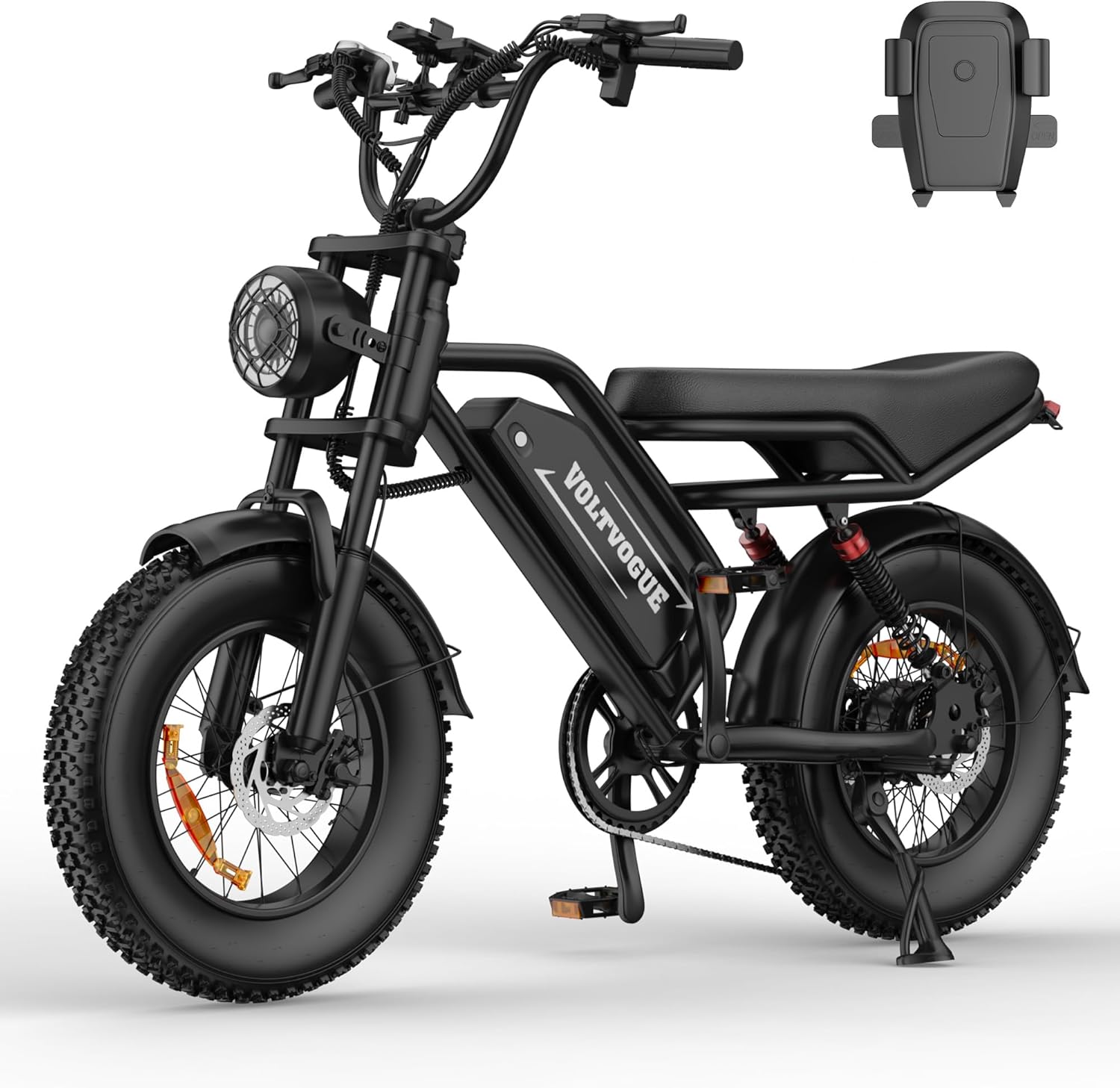 1500W Peak Electric Bike for Adults, Full Suspension Fat Tire E-Bike, Up to 31 MPH Speed, 25–70 Miles Range, Removable Power Pack, LED Headlight & All-Terrain Tires