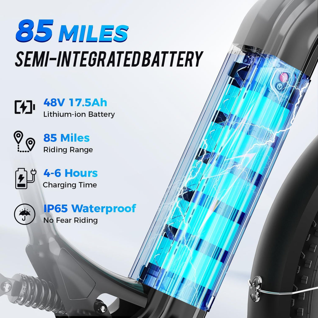 Electric Fat Tire Mountain Bike for Adults – High-Performance E-Bike with Powerful Motor, Long Range, 7-Speed Gear System & Rear Cargo Basket