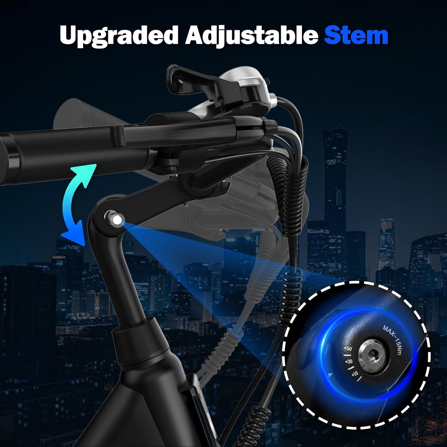 26" Step-Through Electric Bike for Adults, 1000W Peak Motor, Up to 22 MPH, Up to 60 Mile Range, 7-Speed Commuter E-Bike with Front Suspension