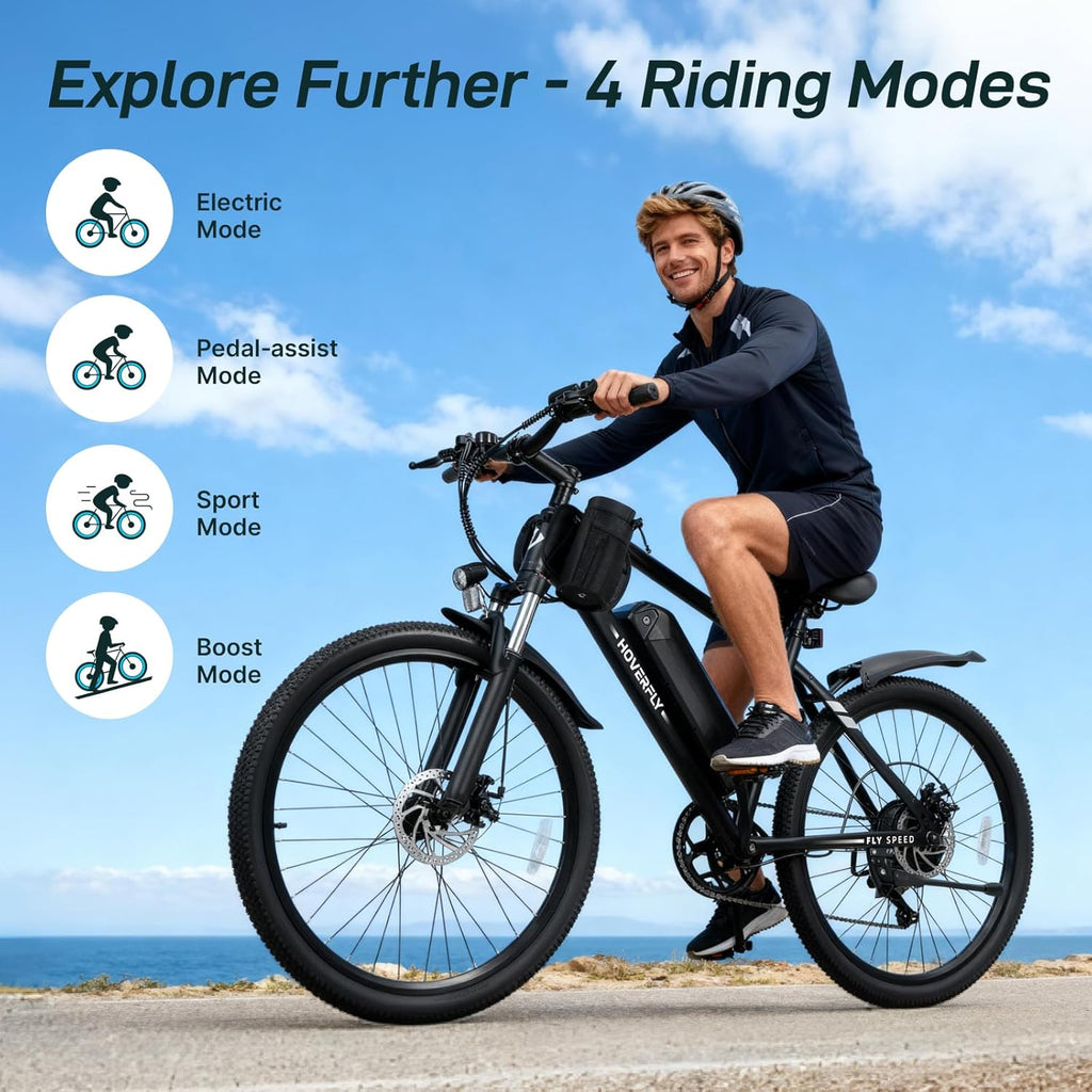 750W/500W Peak Electric Bike for Adults, 26"/16" E-Bike Options, Up to 15.5–20 MPH Speed, Removable Power Pack, UL 2849 Certified Commuter & Trail Bicycle