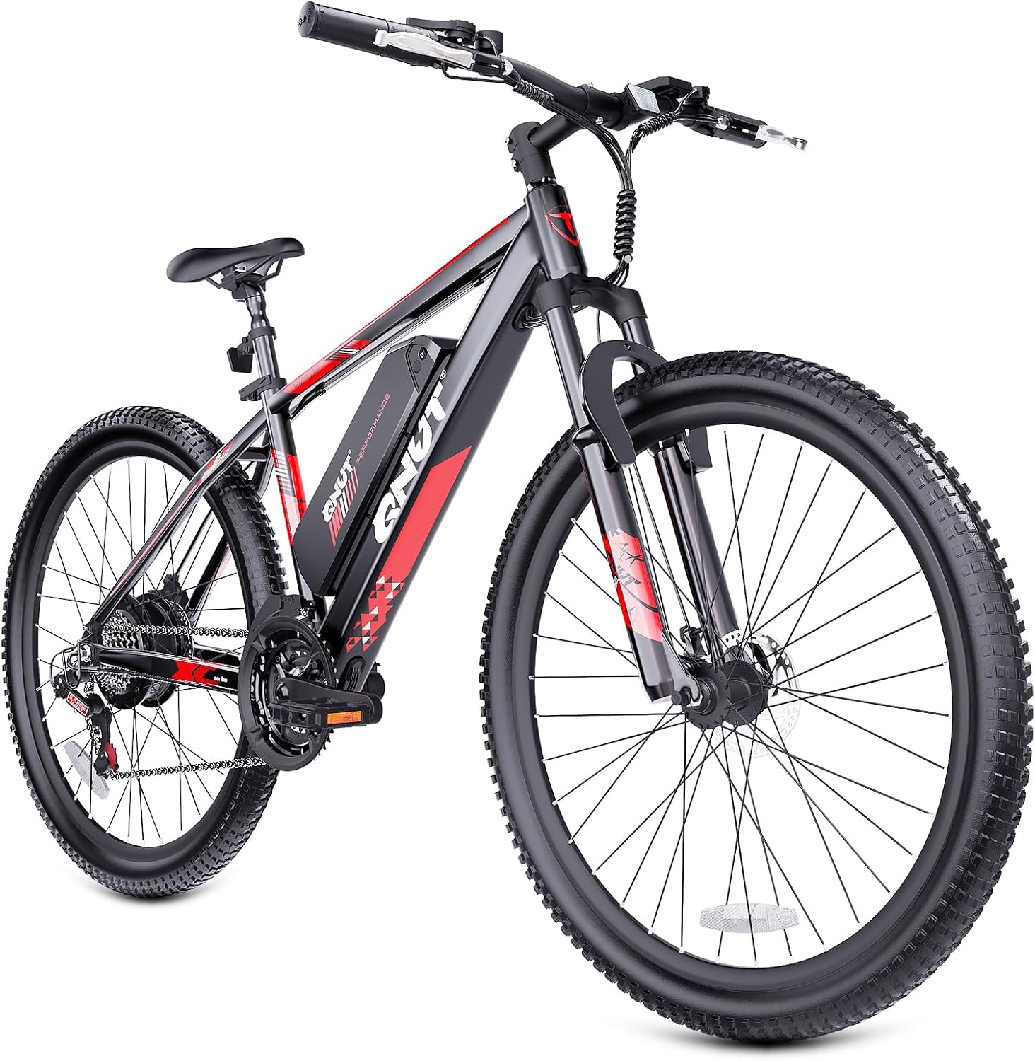 26" Electric Mountain Bike for Adults, 750W Peak Motor, Up to 20 MPH, Up to 40 Mile Range, 21-Speed Commuter E-Bike with Front Suspension