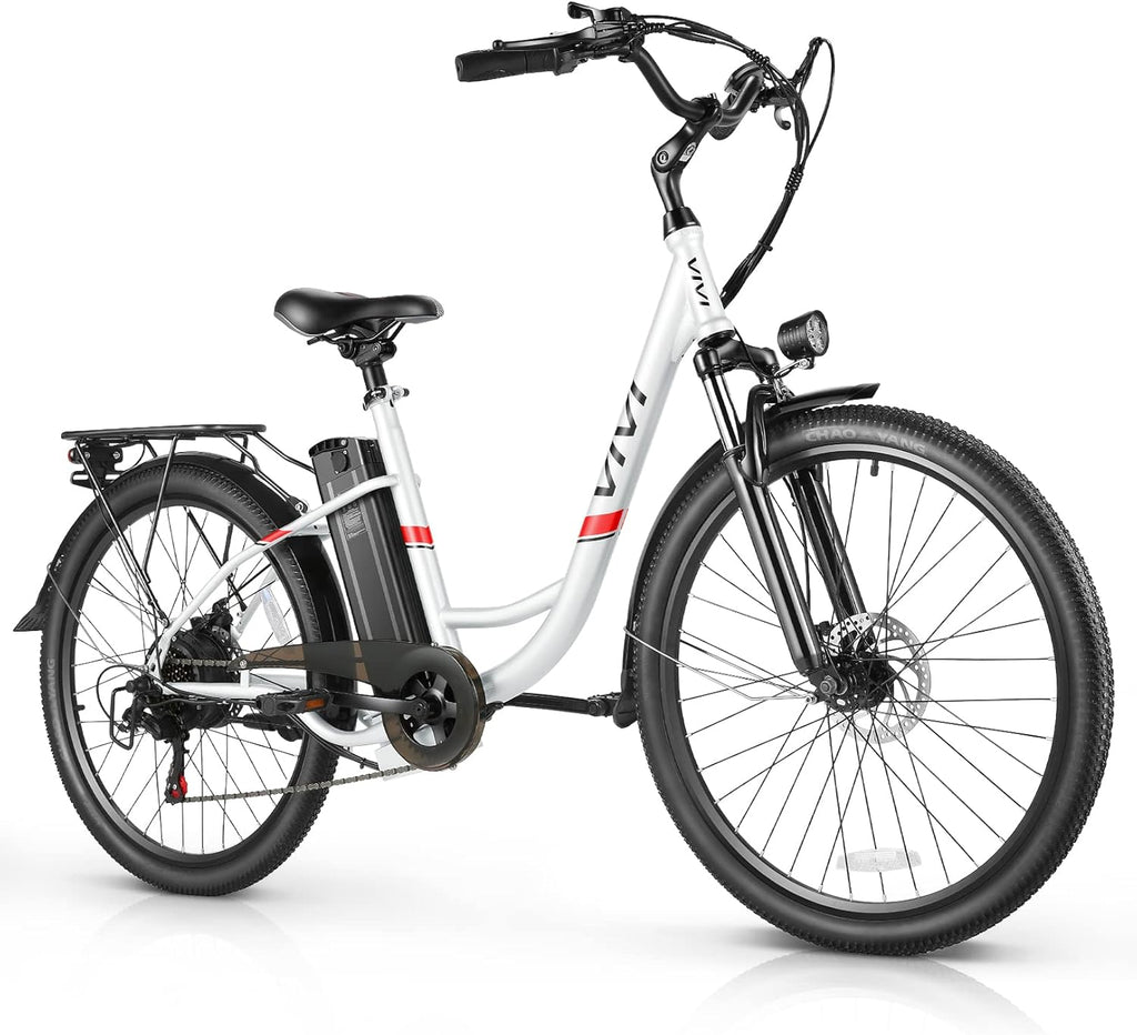 26" Step-Through Electric Cruiser Bike for Adults, Peak 500W Motor, 7-Speed City Commuter E-Bike, Up to 19.8 MPH