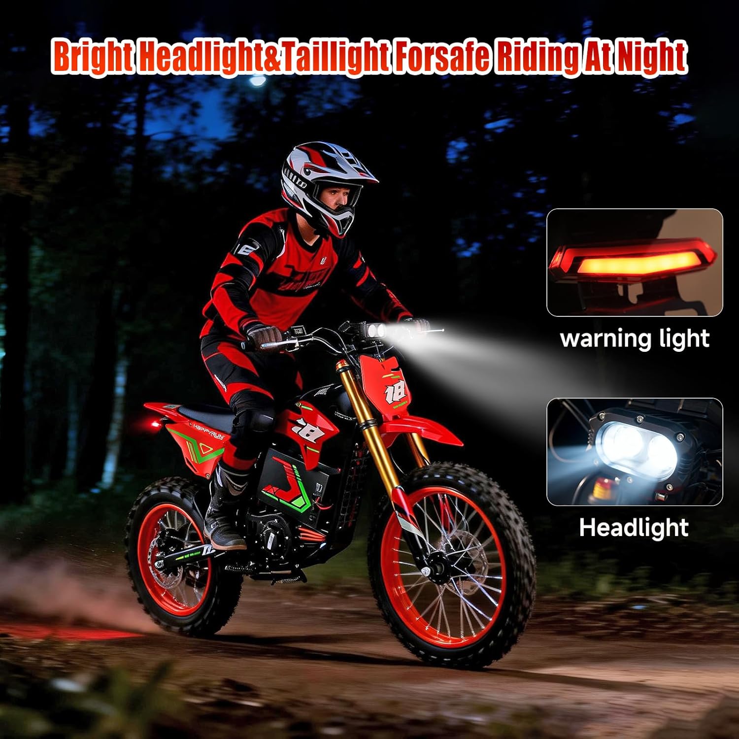 Electric Dirt Bike for Adults, 6000W Peak Mid-Drive Motor, Up to 46 MPH, Up to 60 Mile Range, Full Suspension, Dual Hydraulic Brakes