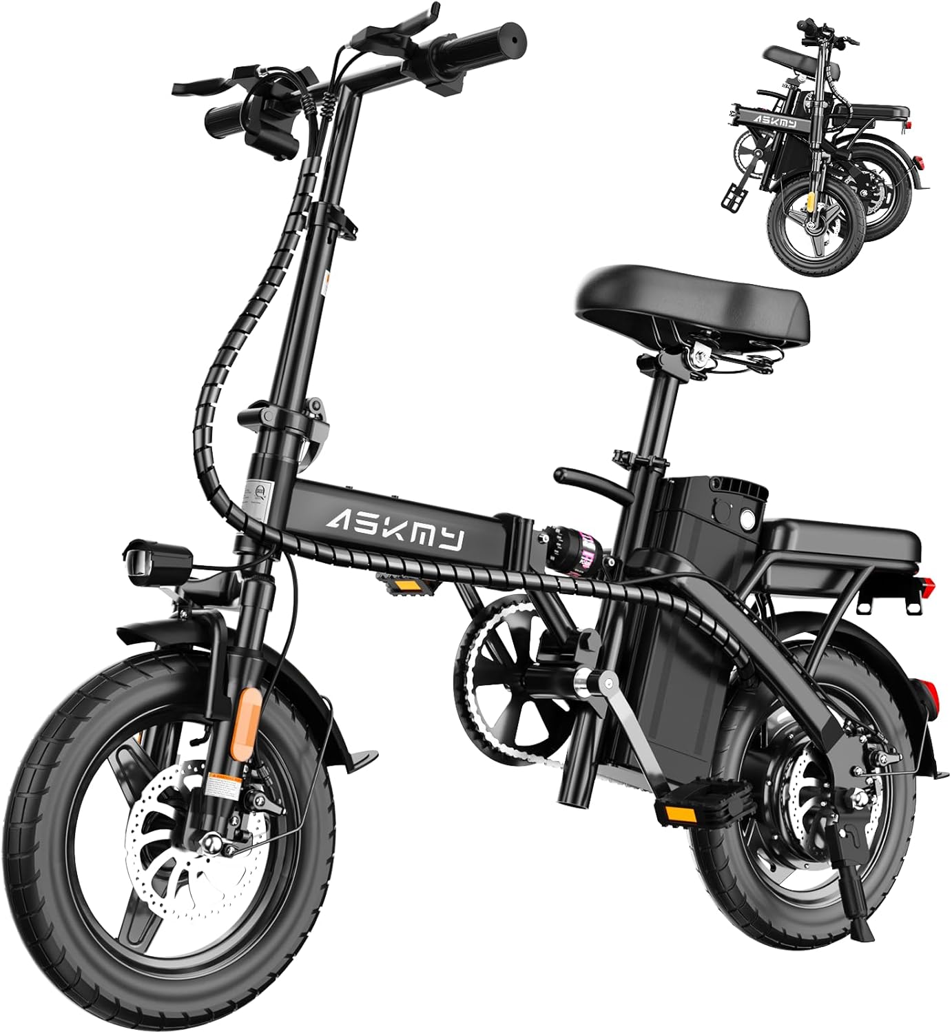 700W Peak Foldable Electric Bike for Adults, 14" Compact E-Bike with Up to 30–60 Miles Range, Removable Power Pack, City Commuter Folding Bicycle