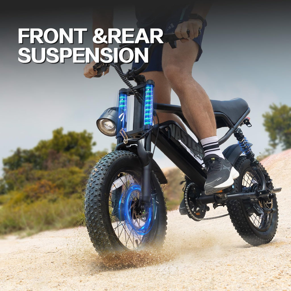 16" Fat Tire Electric Bike for Teens & Adults, 500W Motor, Up to 22 MPH, Up to 45 Mile Range, All-Terrain Electric Mountain Bike