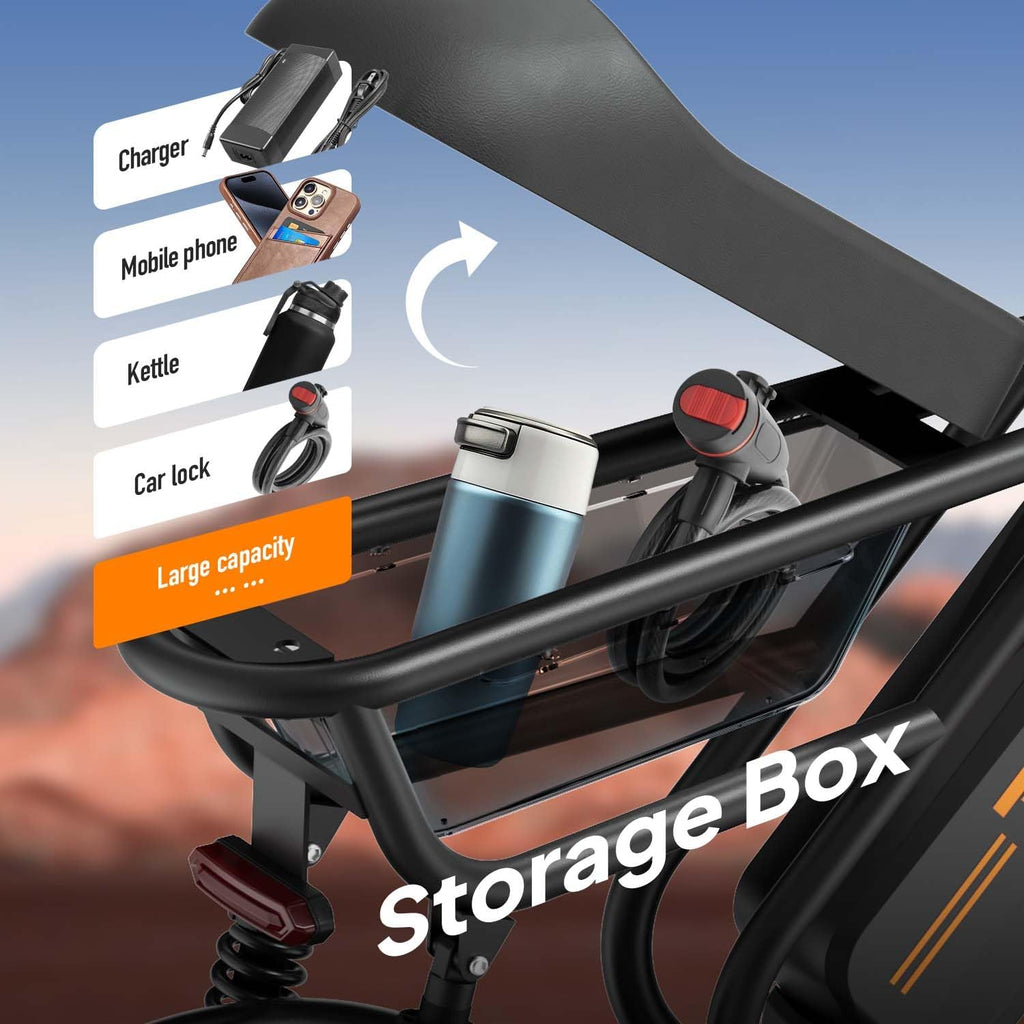 Electric Dirt Bike for Adults & Teens, 16" Fat Tire All-Terrain E-Bike with Storage Box, Removable Power Pack, UL 2849 Certified