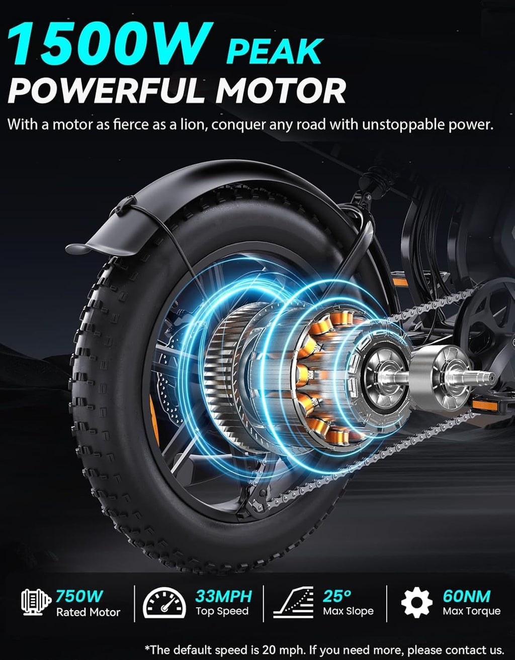 Electric Dirt Bike for Adults, 20" Fat Tire E-Bike with NFC & Password Unlock, Up to 60–100 Miles Range, High-Power Motor Options & All-Terrain Performance