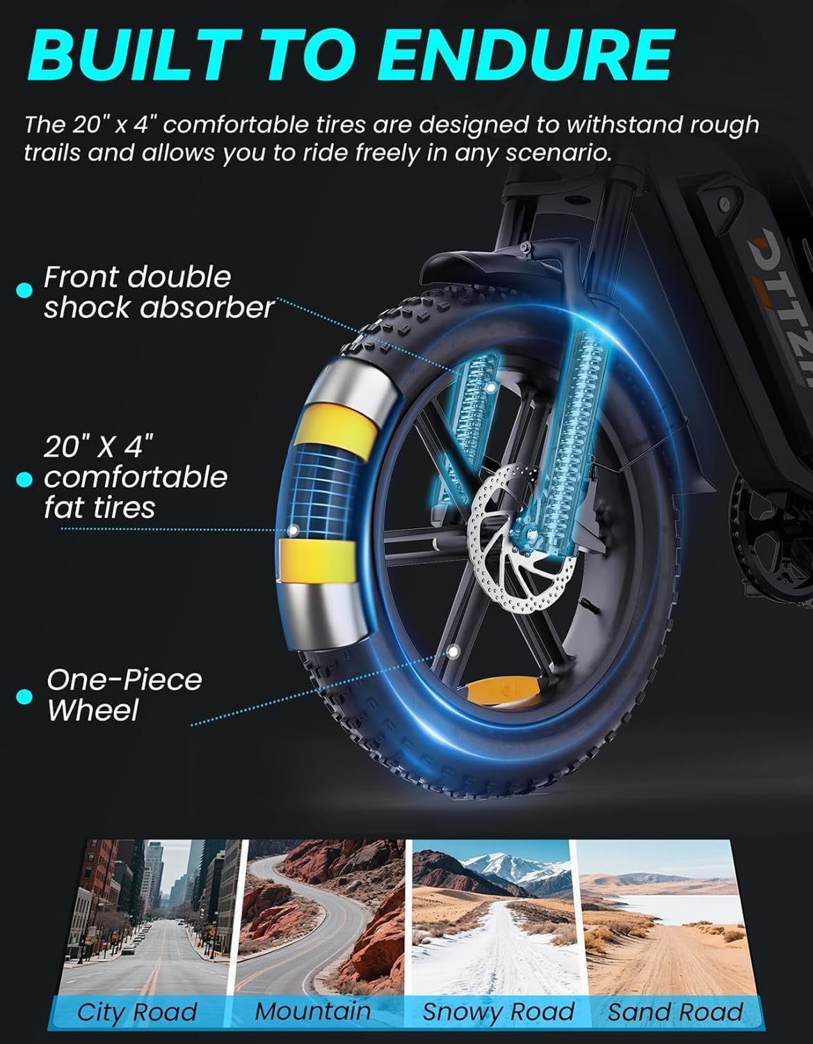 Electric Dirt Bike for Adults, 20" Fat Tire E-Bike with NFC & Password Unlock, Up to 60–100 Miles Range, High-Power Motor Options & All-Terrain Performance