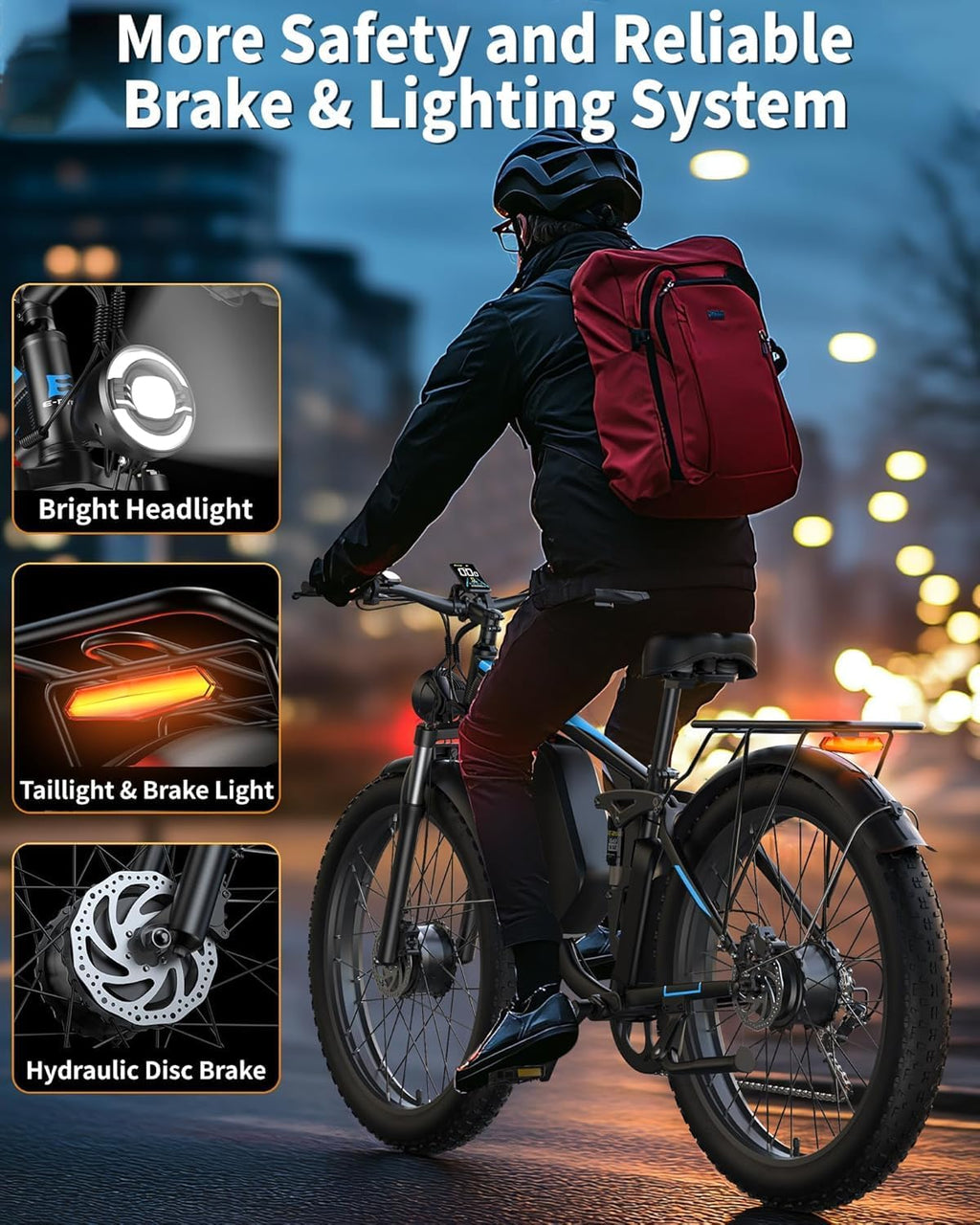 Dual Motor Electric Mountain Bike for Adults, 6000W Peak Power, Up to 50 MPH, Up to 100 Mile Range, Full Suspension, Hydraulic Brakes, 24"/26" Fat Tire E-Bike