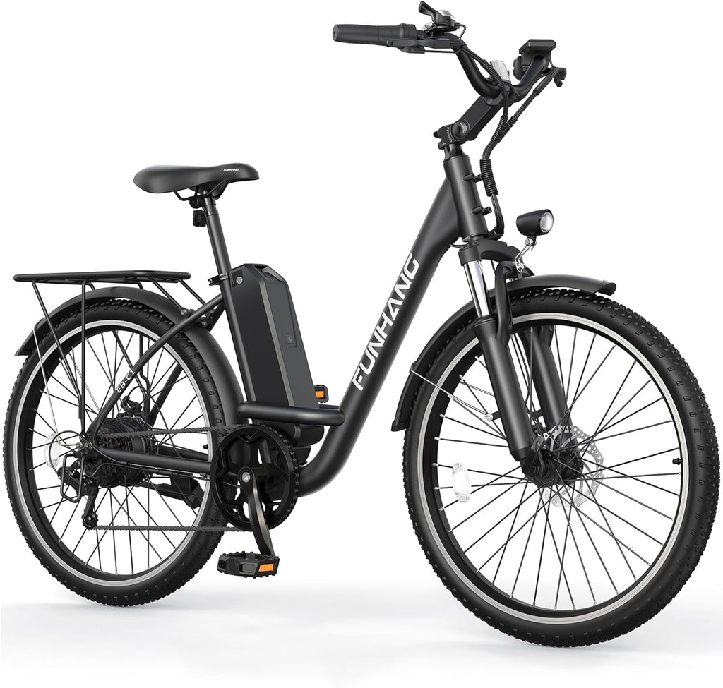 1000W Peak Electric City Cruiser Bike for Adults, 26" Commuter E-Bike, Up to 20 MPH Speed, 50 Miles Range, 7-Speed Gear System, Adjustable Stem & UL 2849 Certified