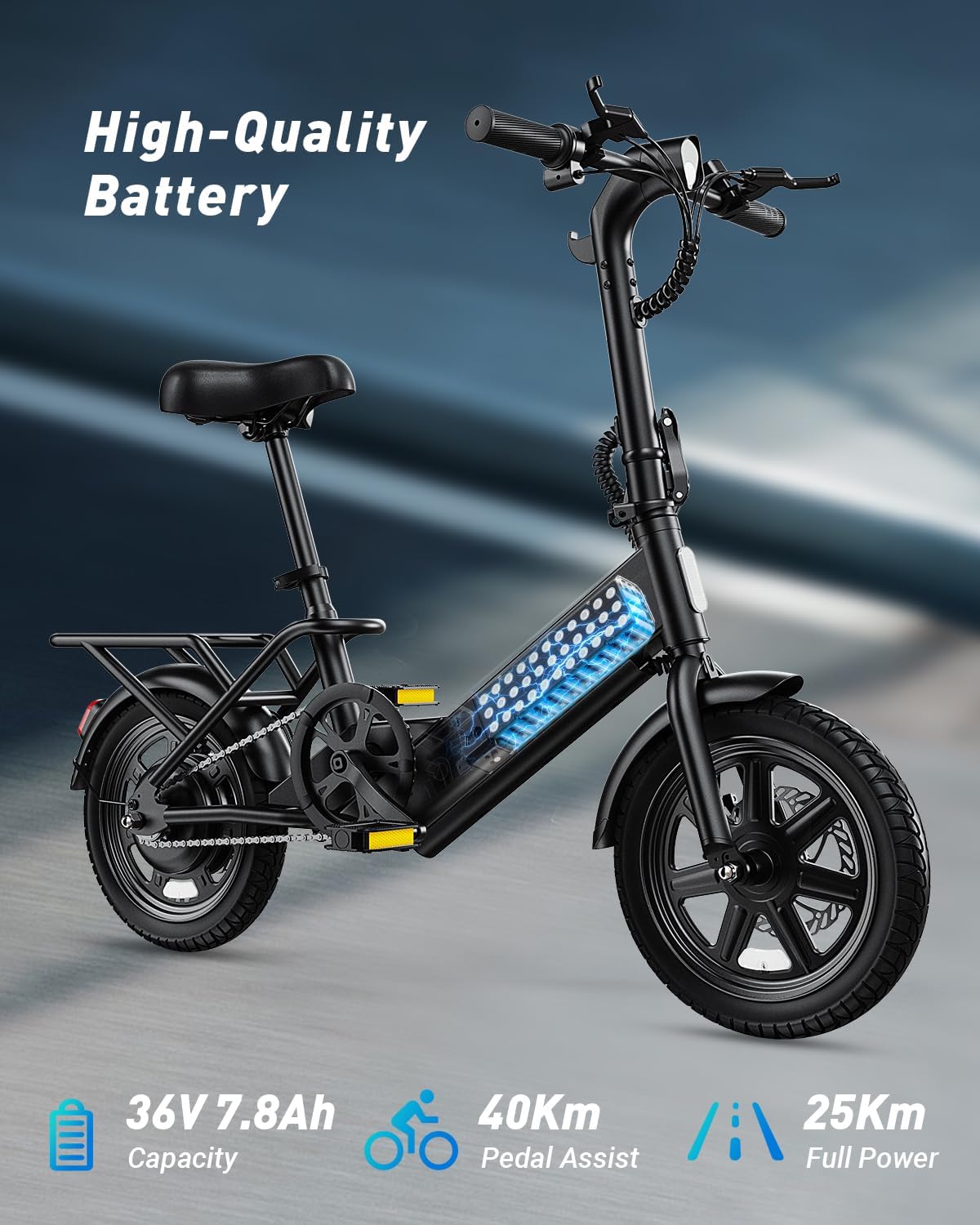 Folding Electric Bike for Adults & Teens with 350W Motor, 3 Assist Levels, Dual Disc Brakes & Commuter Design