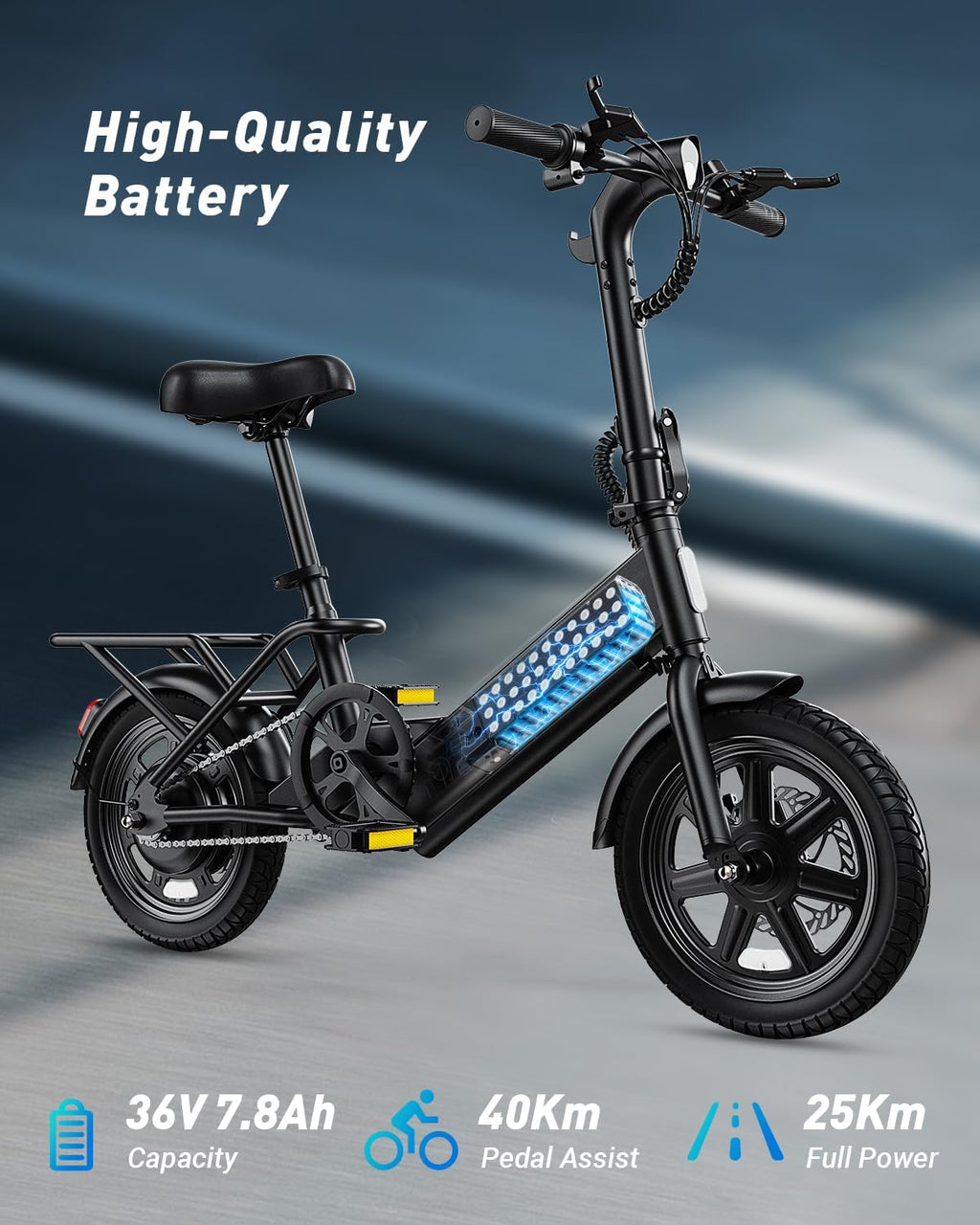 Folding Electric Bike for Adults & Teens with 350W Motor, 3 Assist Levels, Dual Disc Brakes & Compact Commuter Design