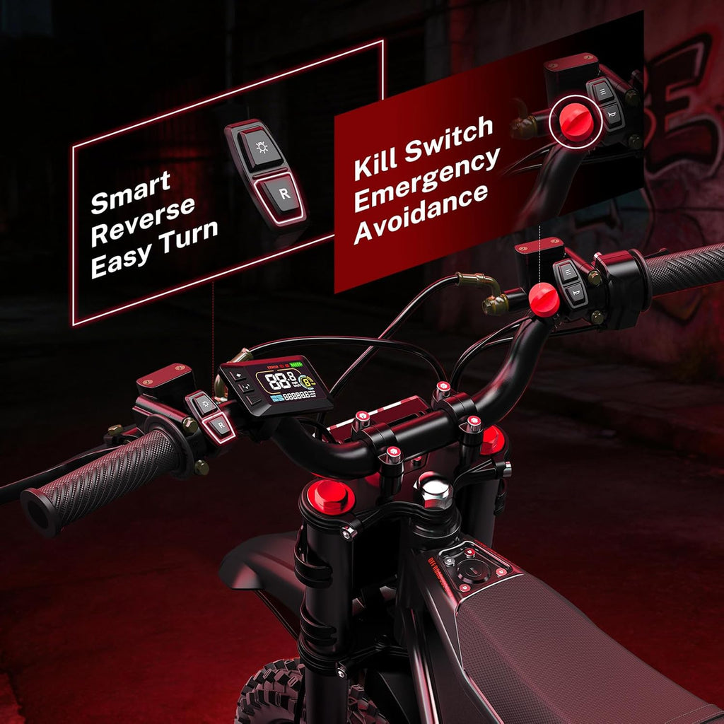 Electric Dirt Bike for Teens, Peak 4160W Motor, 14"/12" Fat Tire Off-Road Electric Motorcycle, Up to 45 MPH with Reverse Function