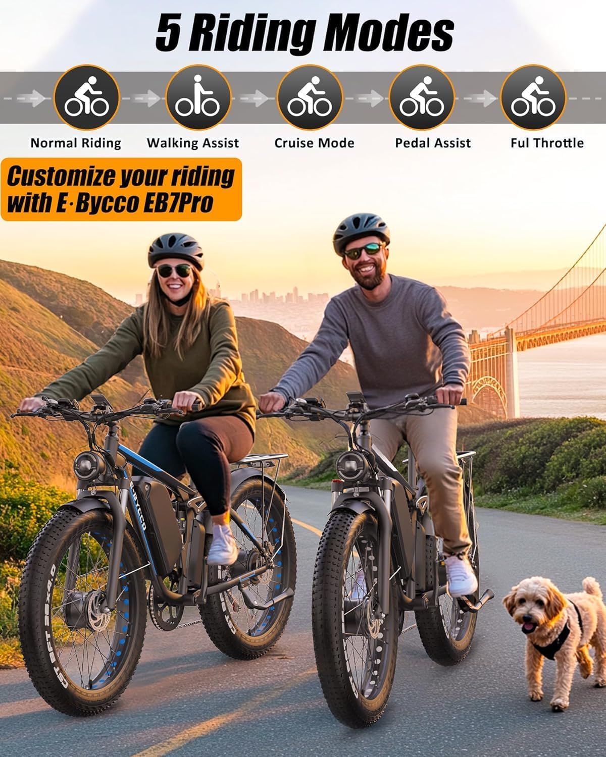 Dual Motor Electric Mountain Bike for Adults, 6000W Peak Power, Up to 50 MPH, Up to 100 Mile Range, Full Suspension, Hydraulic Brakes, 24"/26" Fat Tire E-Bike
