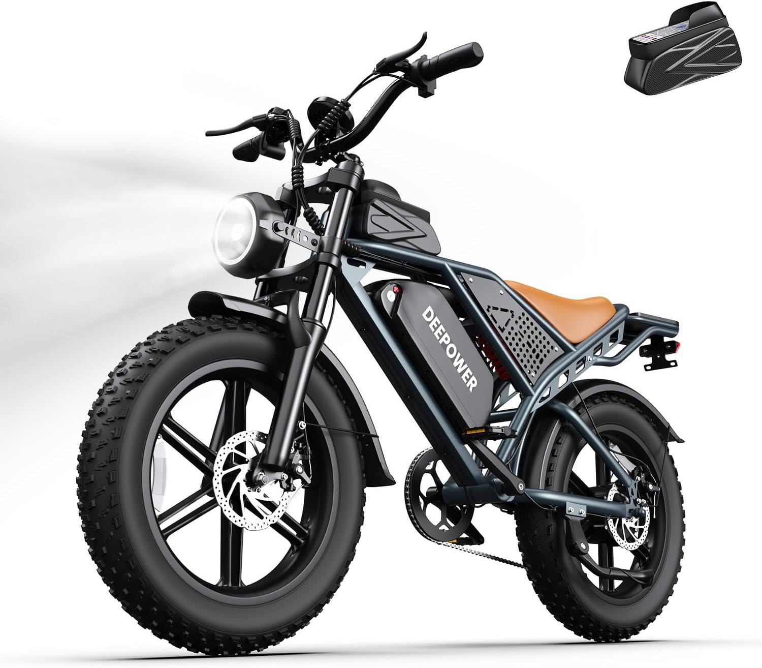 2000W Peak Electric Dirt Bike for Adults, 20" Fat Tire E-Bike with Up to 28 MPH Speed, Dual Suspension & Long-Range Battery Options (70–160 Miles)