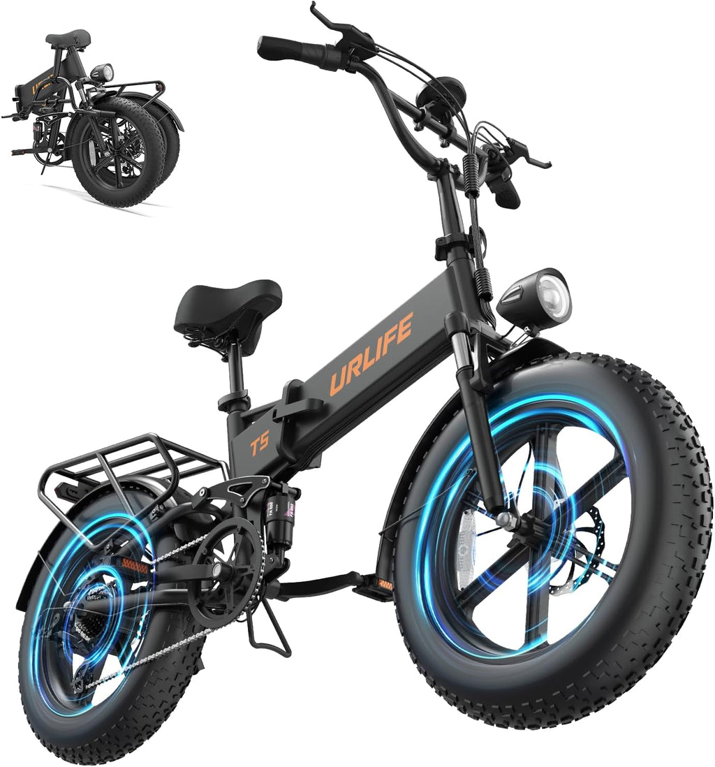20" × 4" Foldable Fat Tire Electric Bike for Adults, Up to 60–80 Mile Range, LED Display, All-Terrain Commuter E-Bike