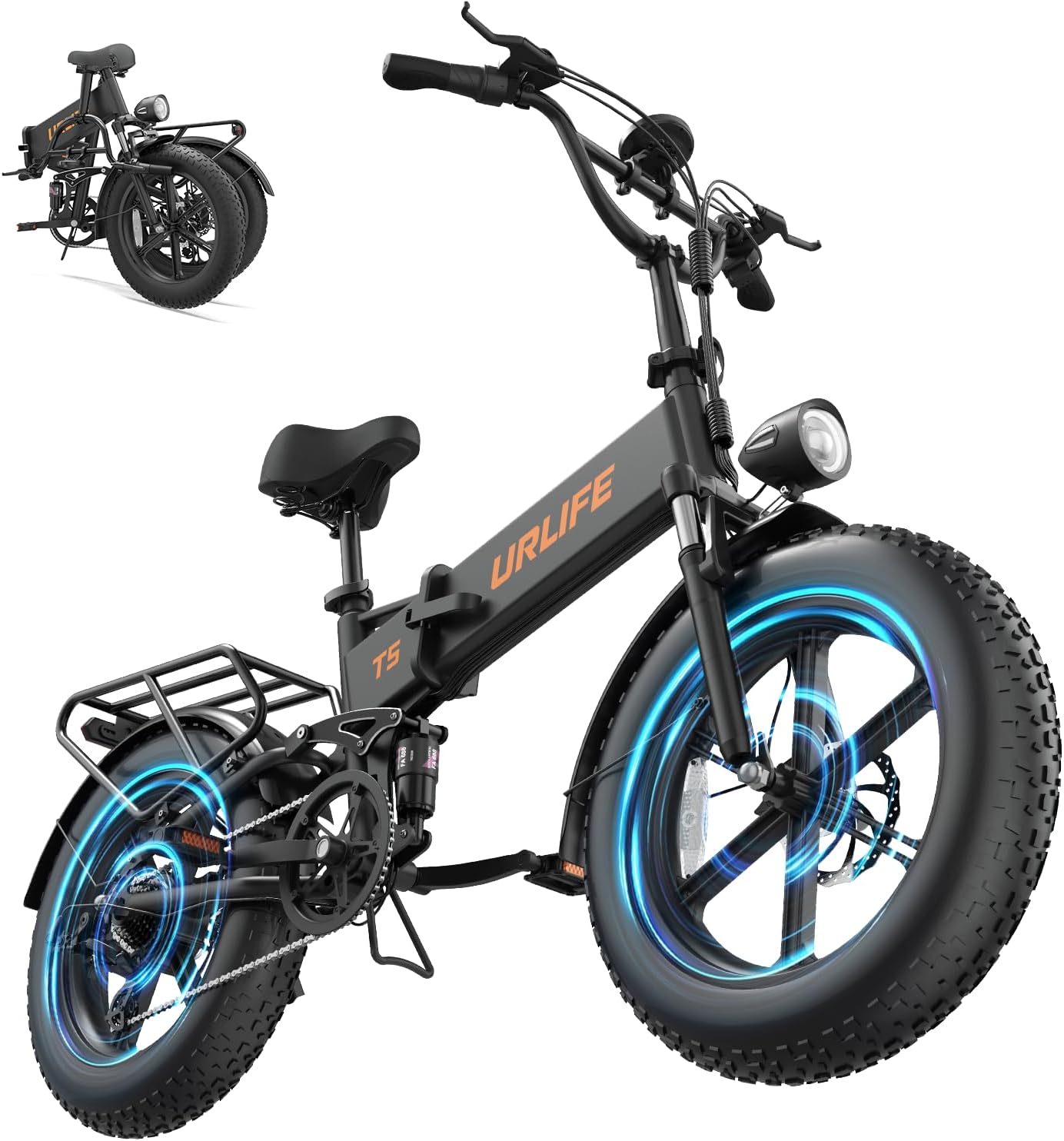 20" × 4" Foldable Fat Tire Electric Bike for Adults, Up to 60–80 Mile Range, LED Display, All-Terrain Commuter E-Bike