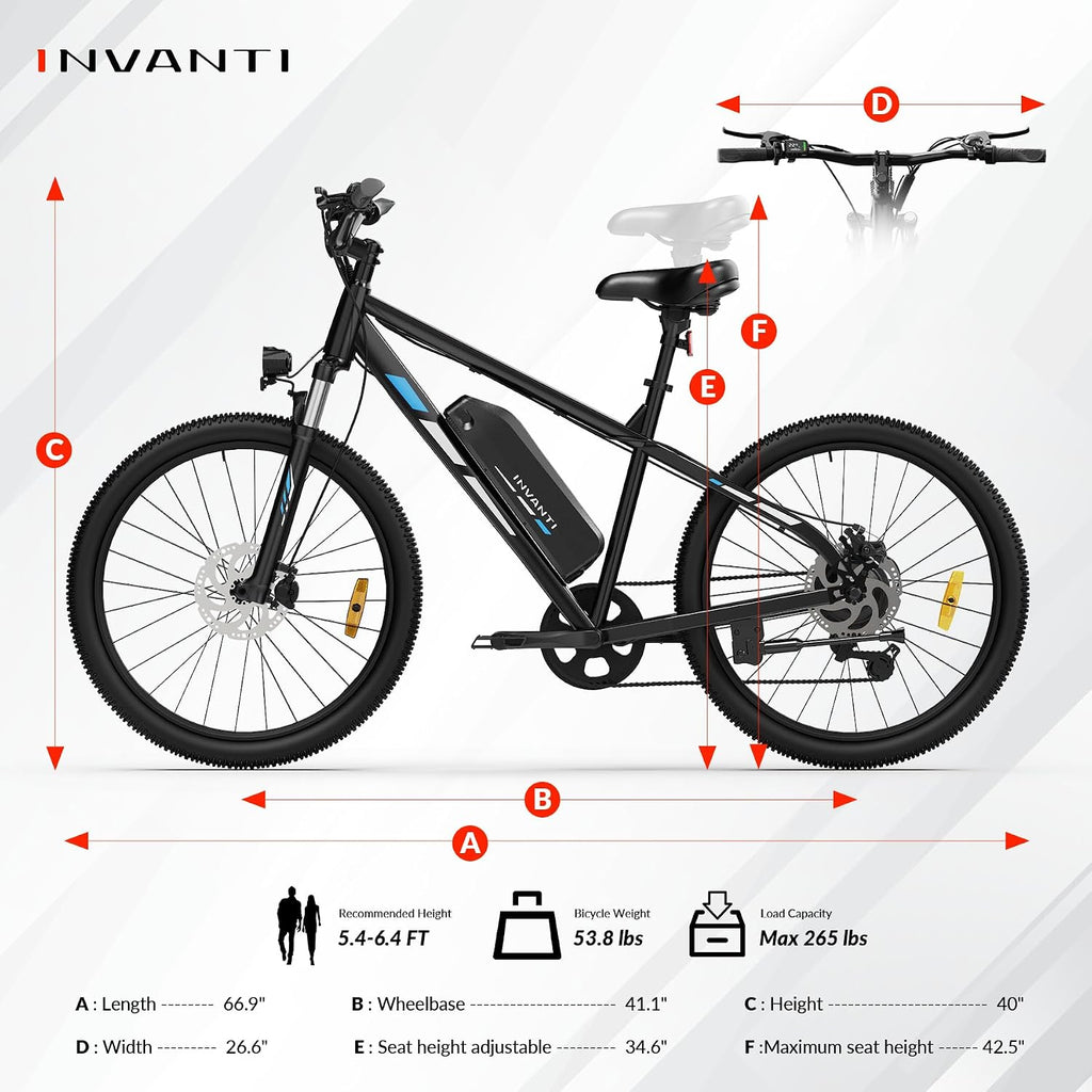 26" Electric Mountain Bike for Adults, 750W Peak Motor, Up to 20 MPH, 7-Speed Commuter E-Bike with Front Suspension & LCD Display