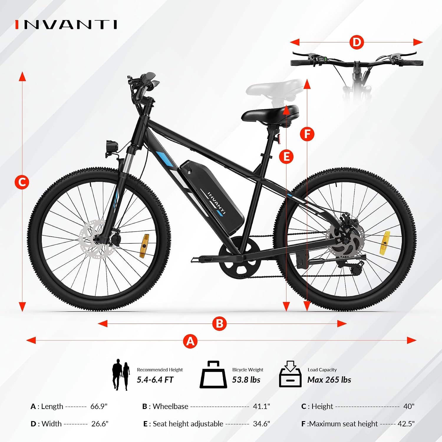 26" Electric Mountain Bike for Adults, 750W Peak Motor, Up to 20 MPH, 7-Speed Commuter E-Bike with Front Suspension & LCD Display