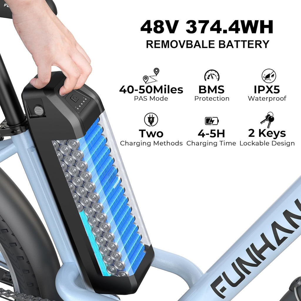 1000W Peak Electric City Cruiser Bike for Adults, 26" E-Bike with Up to 20 MPH Speed, 50 Miles Range, 7-Speed Gear System, Adjustable Stem & UL 2849 Certified