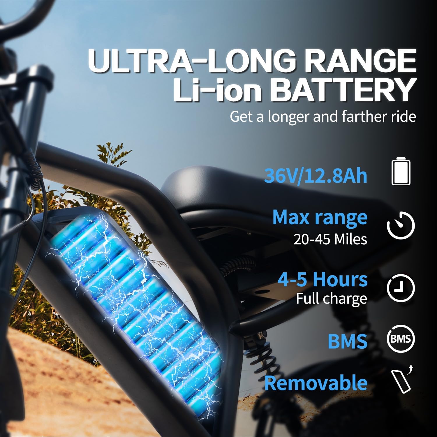 16" Fat Tire Electric Bike for Teens & Adults, 500W E-Bike with Up to 22 MPH Speed, 45 Miles Range, Removable Power Pack, Compact Electric Mountain Bicycle