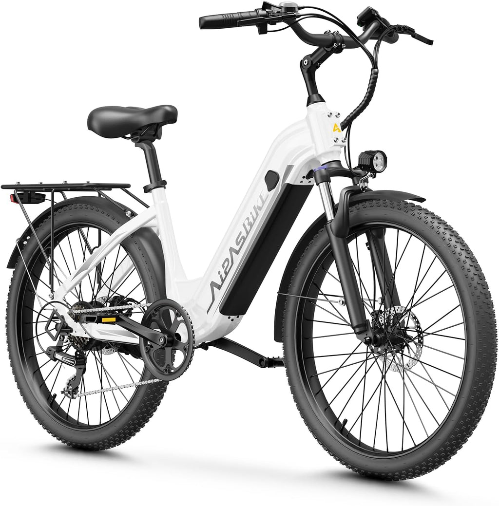 24" Electric Commuter Bike for Adults, 1100W Peak Motor, Up to 85 Mile Range, Adjustable Suspension, All-Terrain City E-Bike