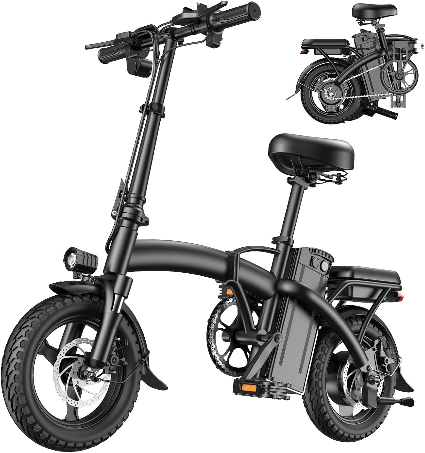 14" Foldable Electric Bike for Adults, 1000W Peak Motor, Up to 45 Mile Range, Compact Commuter E-Bike