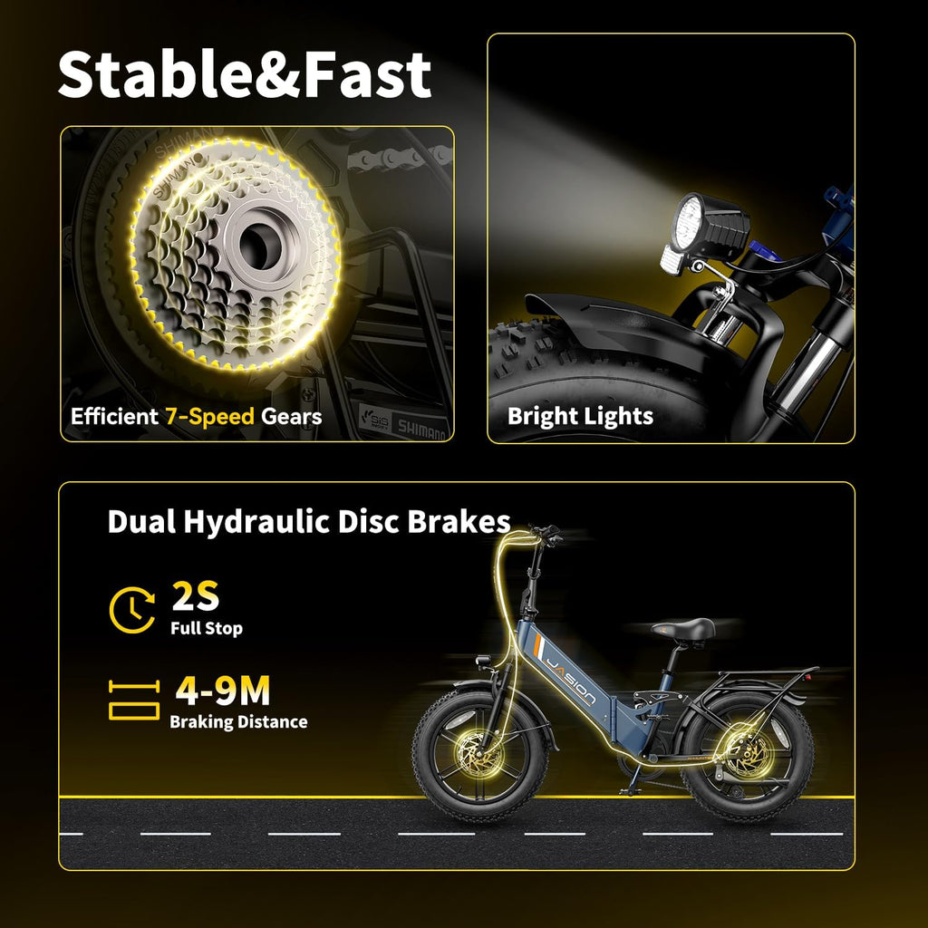 20" Foldable Fat Tire Electric Bike for Adults, Peak 1800W Motor, Up to 30 MPH, All-Terrain E-Bike with Up to 80 Miles Range