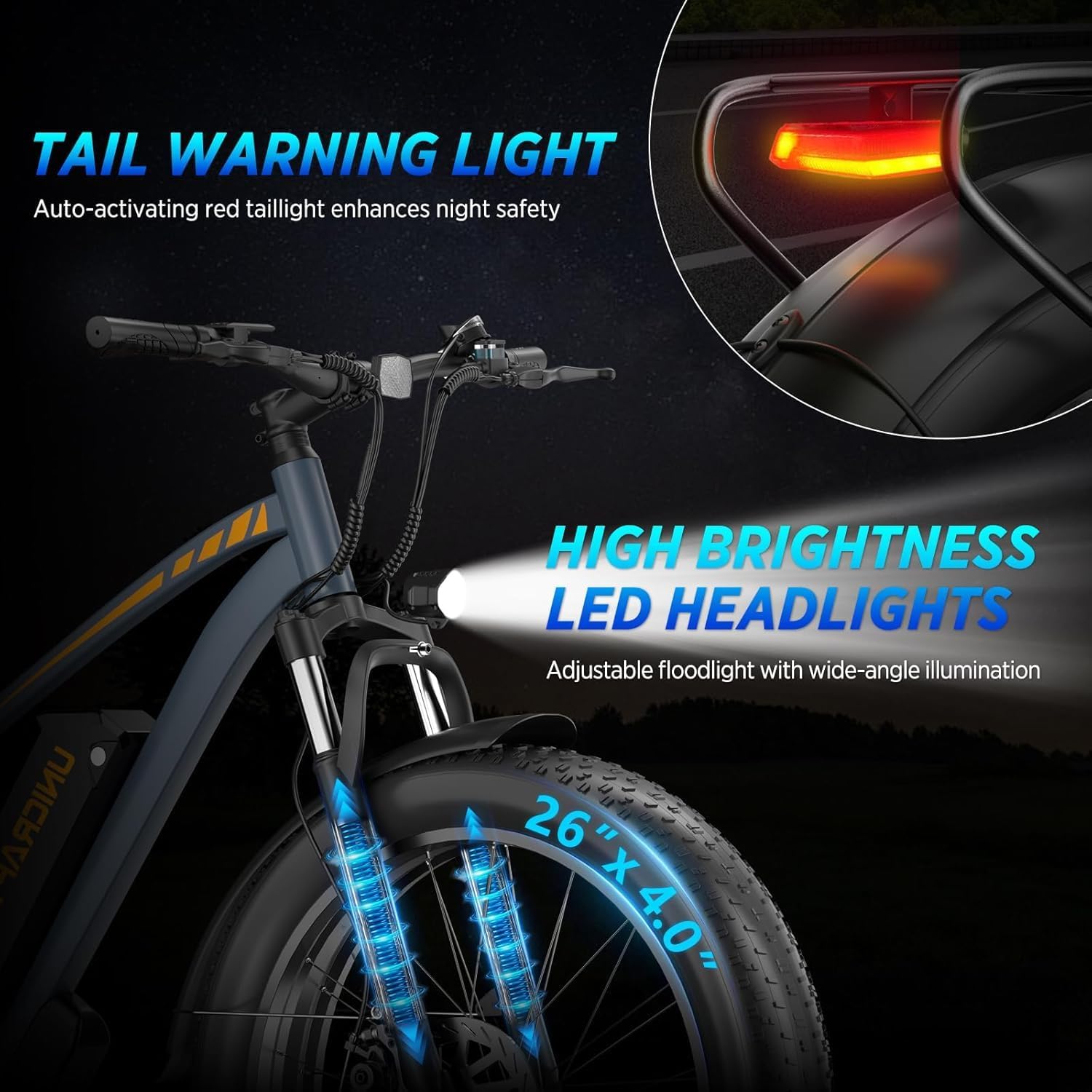 26" × 4" Fat Tire Electric Mountain Bike for Adults, 1500W Peak Motor, Up to 32 MPH, Up to 90 Mile Range, 7-Speed Full Suspension E-Bike
