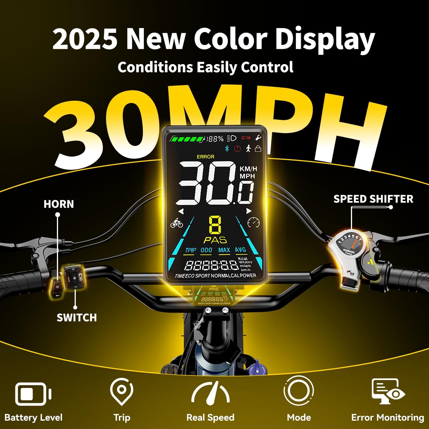 20" Foldable Fat Tire Electric Bike for Adults, 1800W/1400W Peak Motor, Up to 30 MPH, Up to 80/70 Mile Range, All-Terrain Folding E-Bike