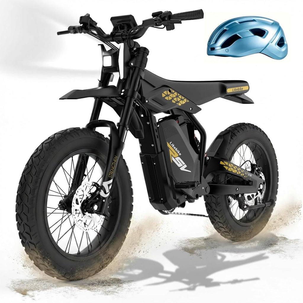 20" Fat Tire Electric Dirt Bike for Adults, 2000W–3000W Peak Motor, Full Suspension, All-Terrain Electric Mountain Bike with Pedals