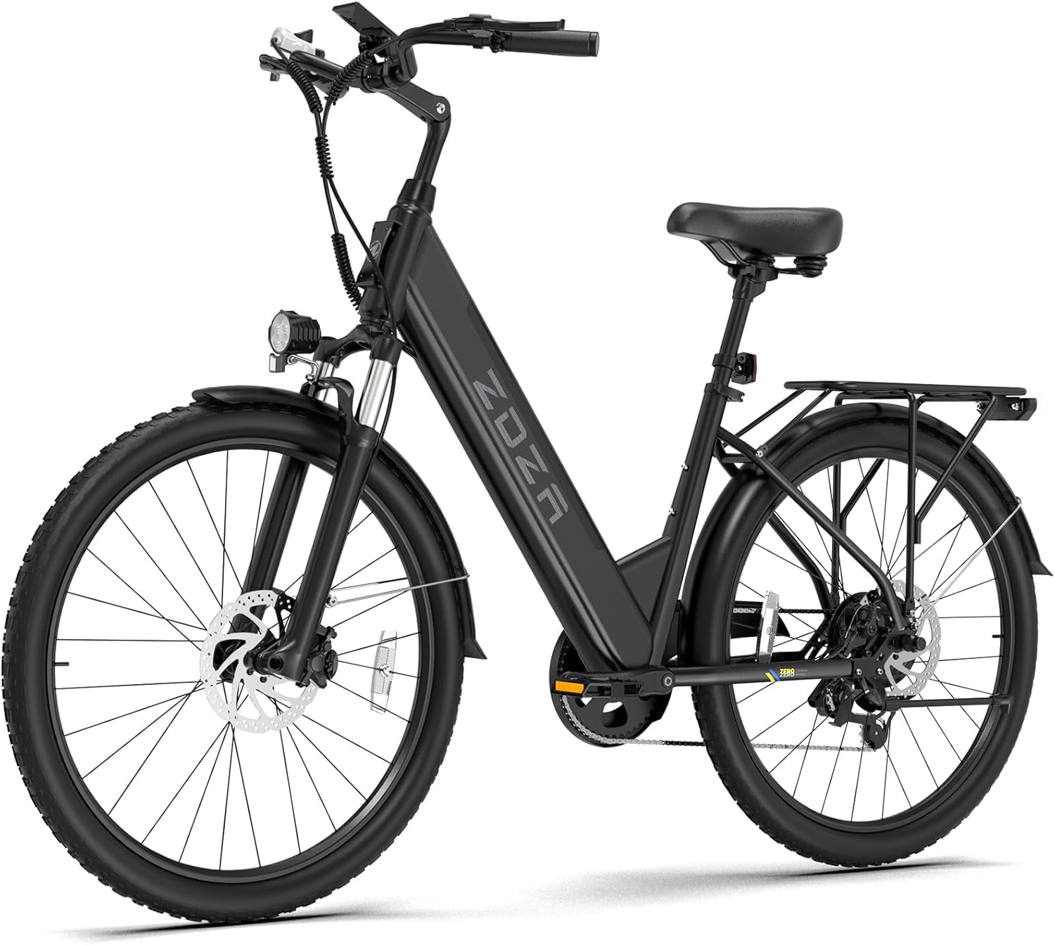 26" Step-Through Electric Bike for Adults, 1000W Peak Motor, Up to 22 MPH, Up to 60 Mile Range, 7-Speed Commuter E-Bike with Front Suspension