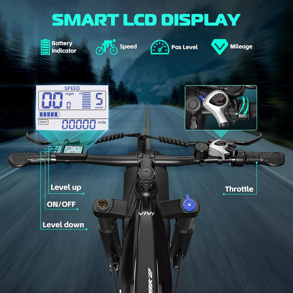 26" Fat Tire Electric Mountain Bike for Adults, Peak 1500W Motor, Up to 25 MPH, All-Terrain E-Bike with Dual Hydraulic Brakes