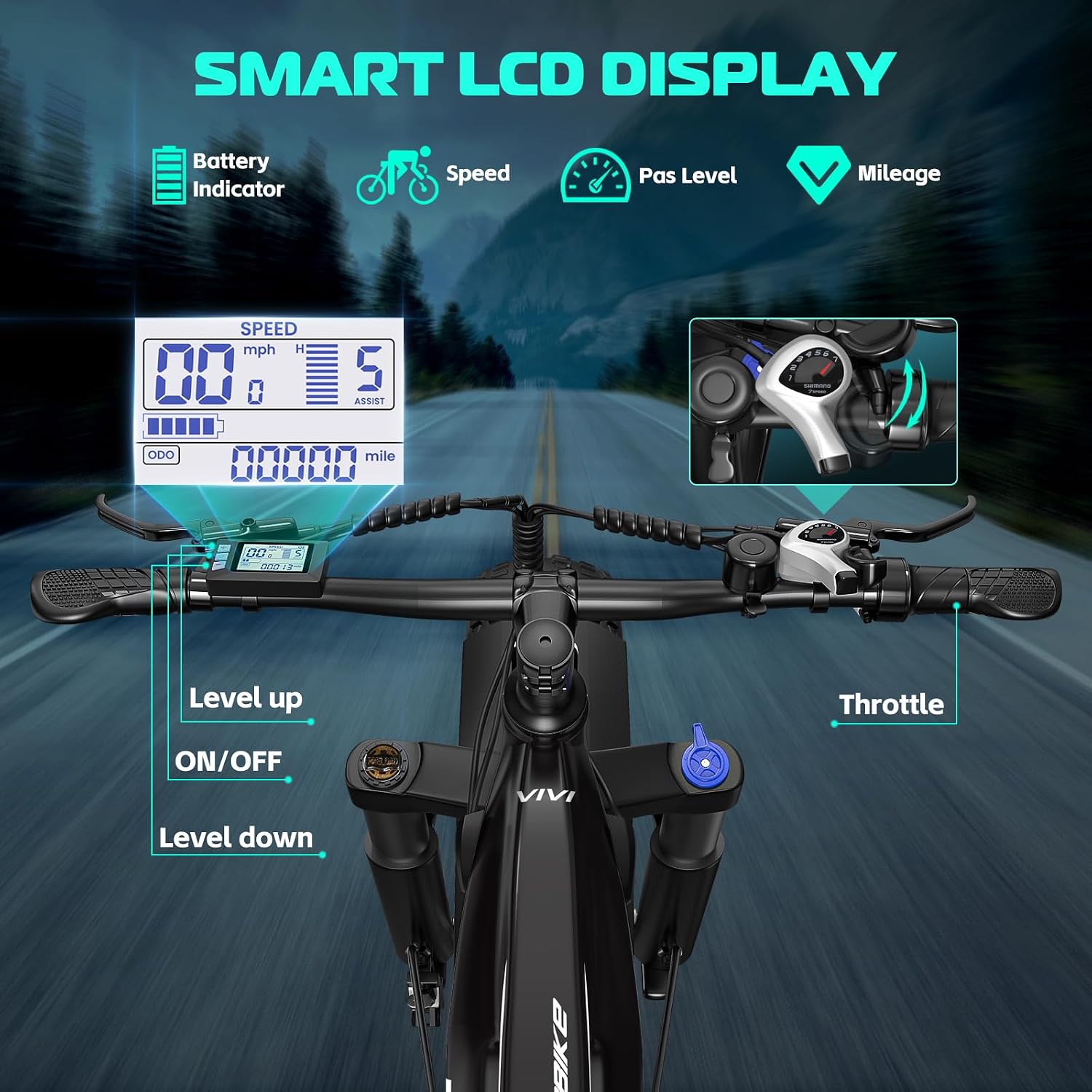 26" Fat Tire Electric Mountain Bike for Adults, Peak 1500W Motor, Up to 25 MPH, All-Terrain E-Bike with Dual Hydraulic Brakes