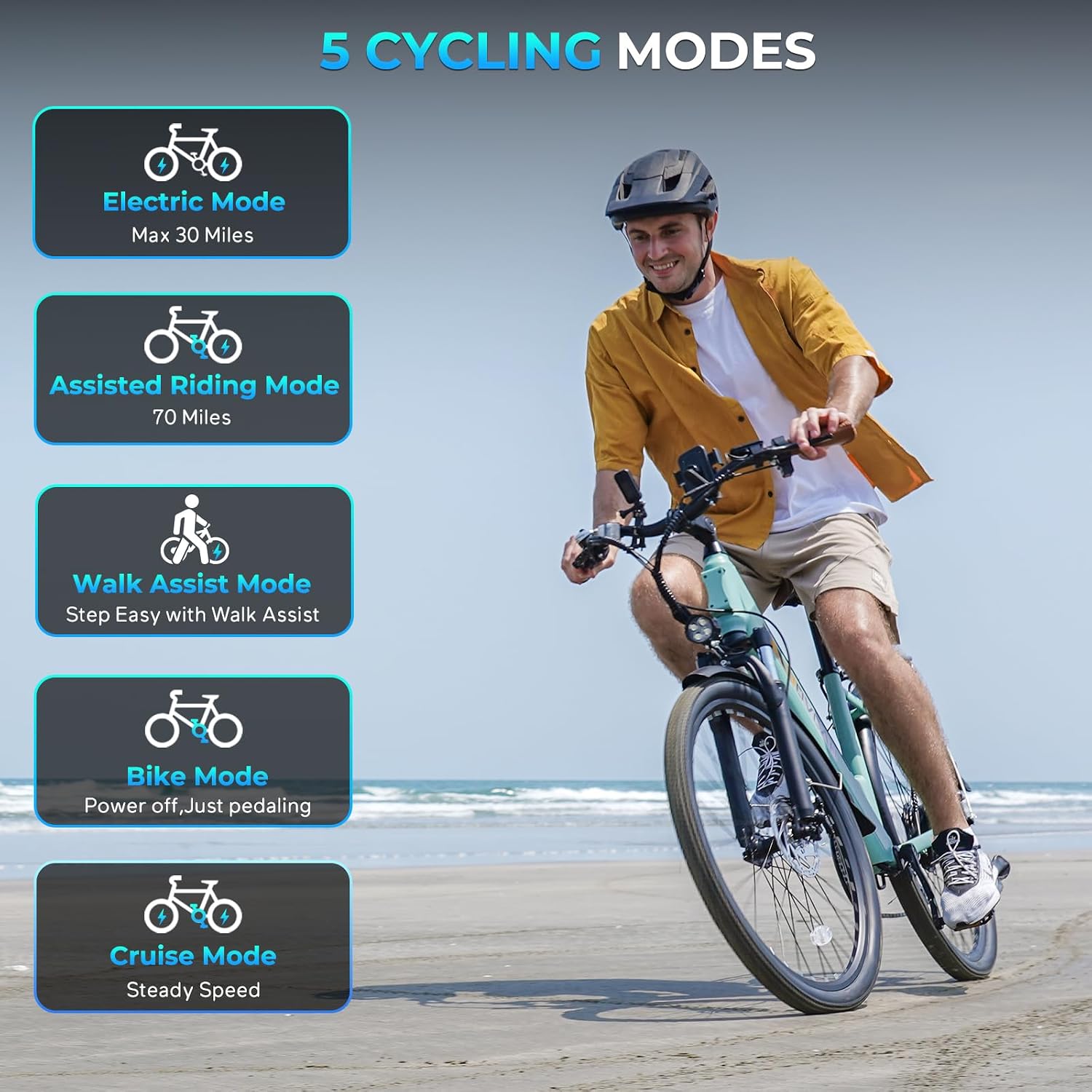 26" Electric City Cruiser Bike for Adults, Peak 1000W Motor, Up to 28 MPH, 7-Speed Commuter E-Bike with Up to 70 Miles Range