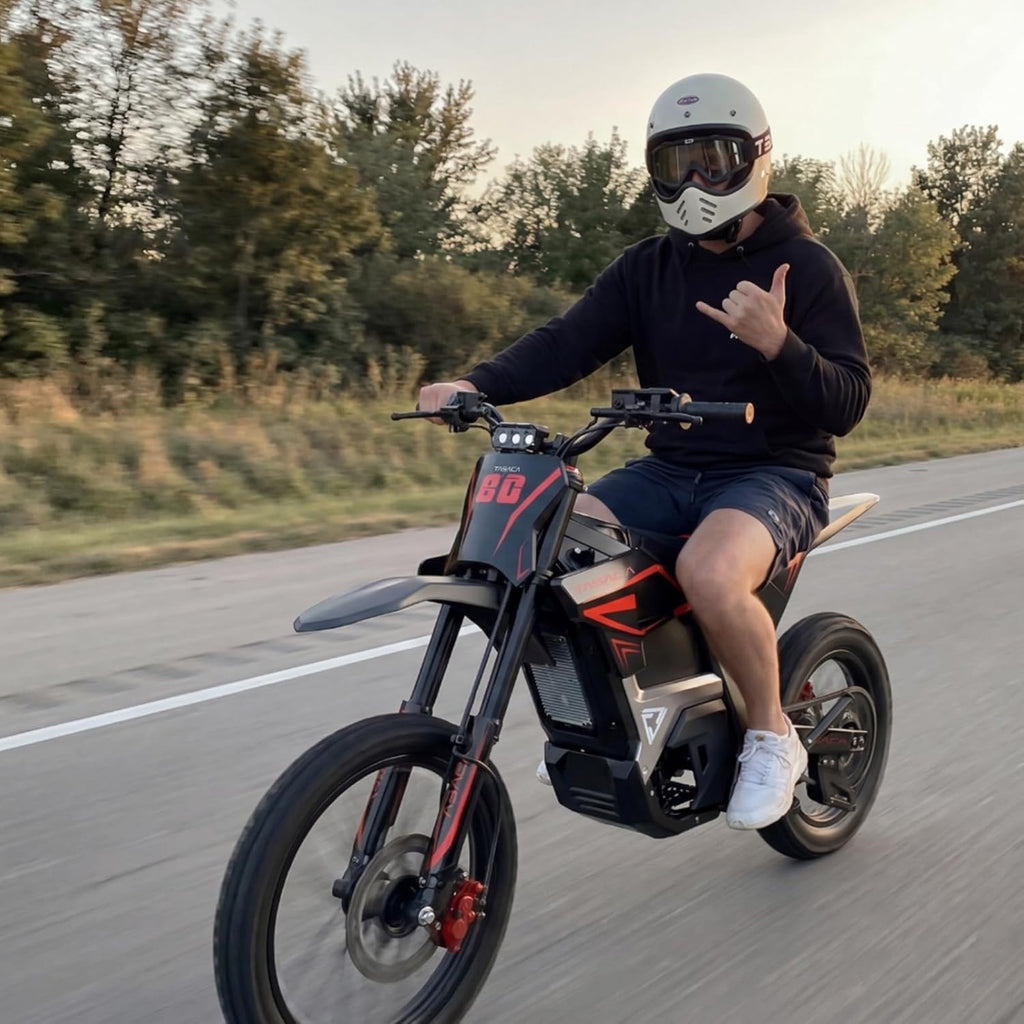 Electric Dirt Bike for Teens, Peak 5500W Motor, Up to 55 MPH, Off-Road Electric Motorcycle with Hydraulic Suspension & Fat Tires