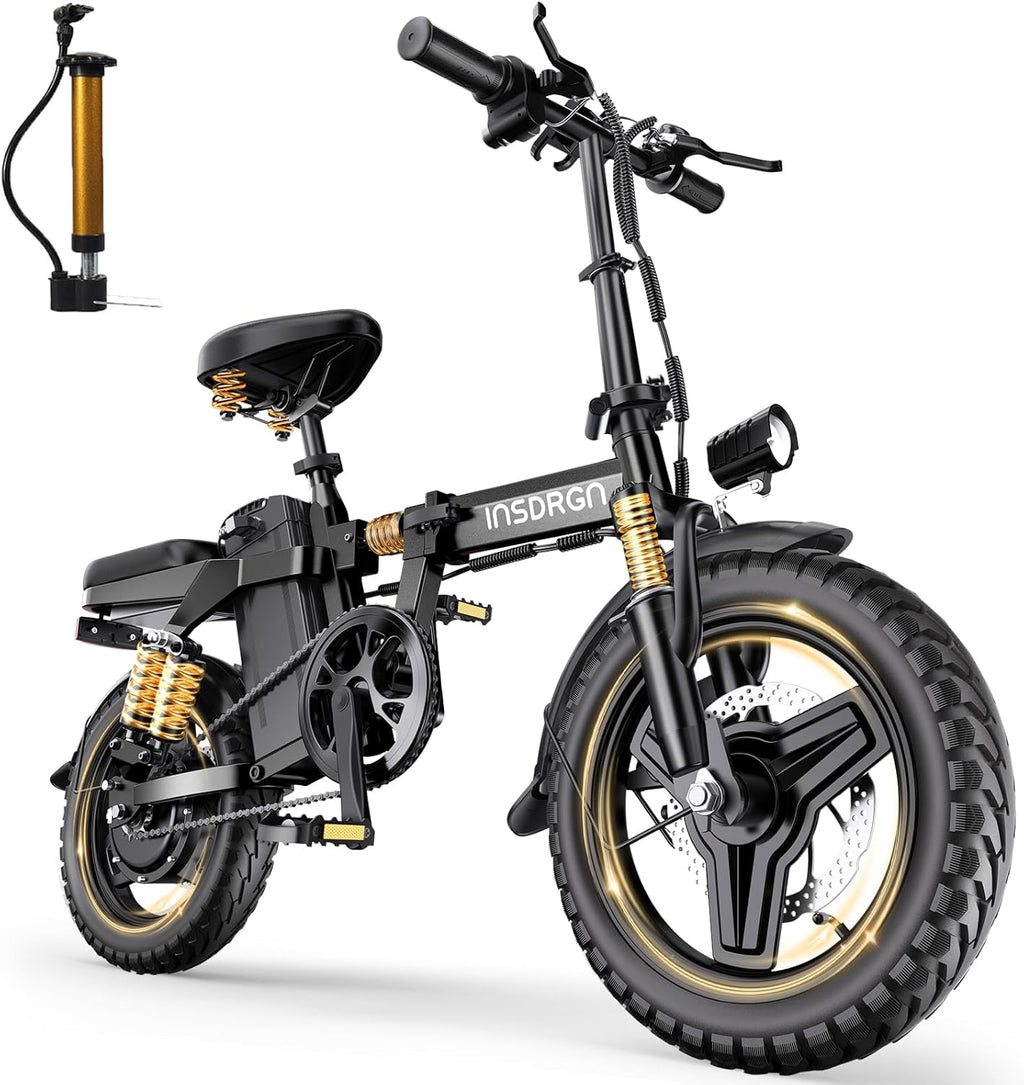 14" Foldable Electric Bike for Adults, 1500W Peak Motor, Up to 20 MPH, 35–62 Mile Range, Compact Commuter E-Bike
