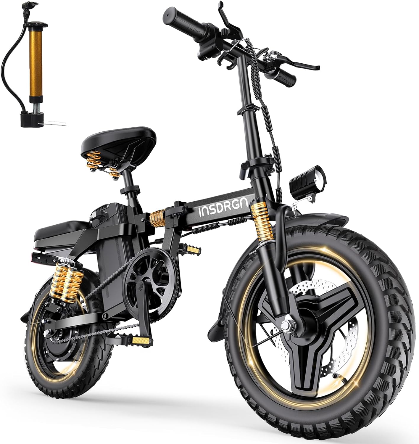 14" Foldable Electric Bike for Adults, 1500W Peak Motor, Up to 20 MPH, 35–62 Mile Range, Compact Commuter E-Bike