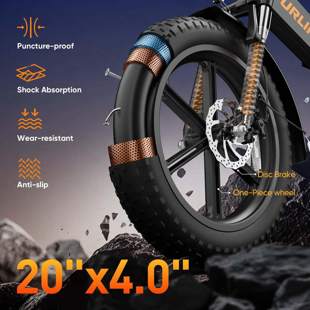 20" × 4" Foldable Fat Tire Electric Bike for Adults, Up to 60–80 Mile Range, LED Display, All-Terrain Commuter E-Bike