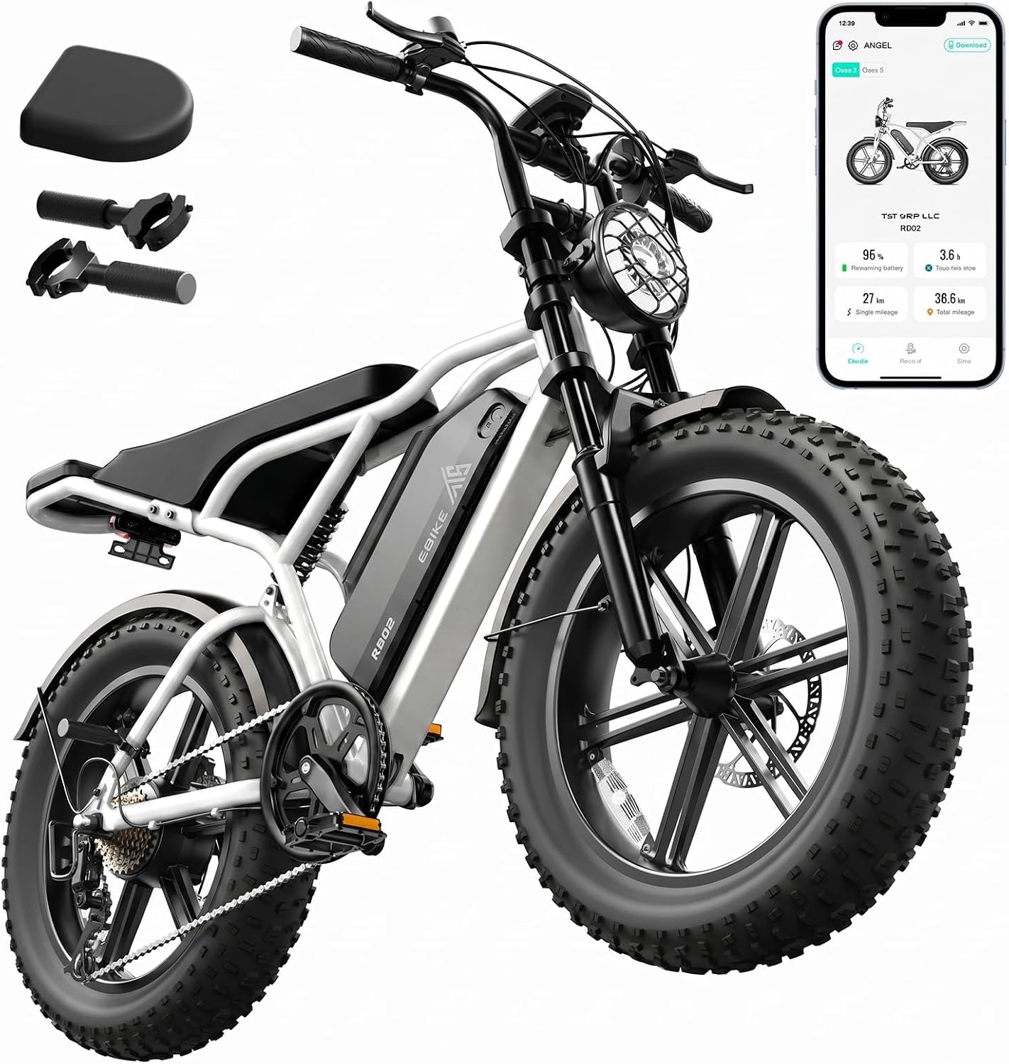 1500W Peak Electric Bike for Adults, 20" Fat Tire All-Terrain E-Bike, Up to 60–110 Miles Range, Electric Dirt Bike Style, UL 2849 Certified
