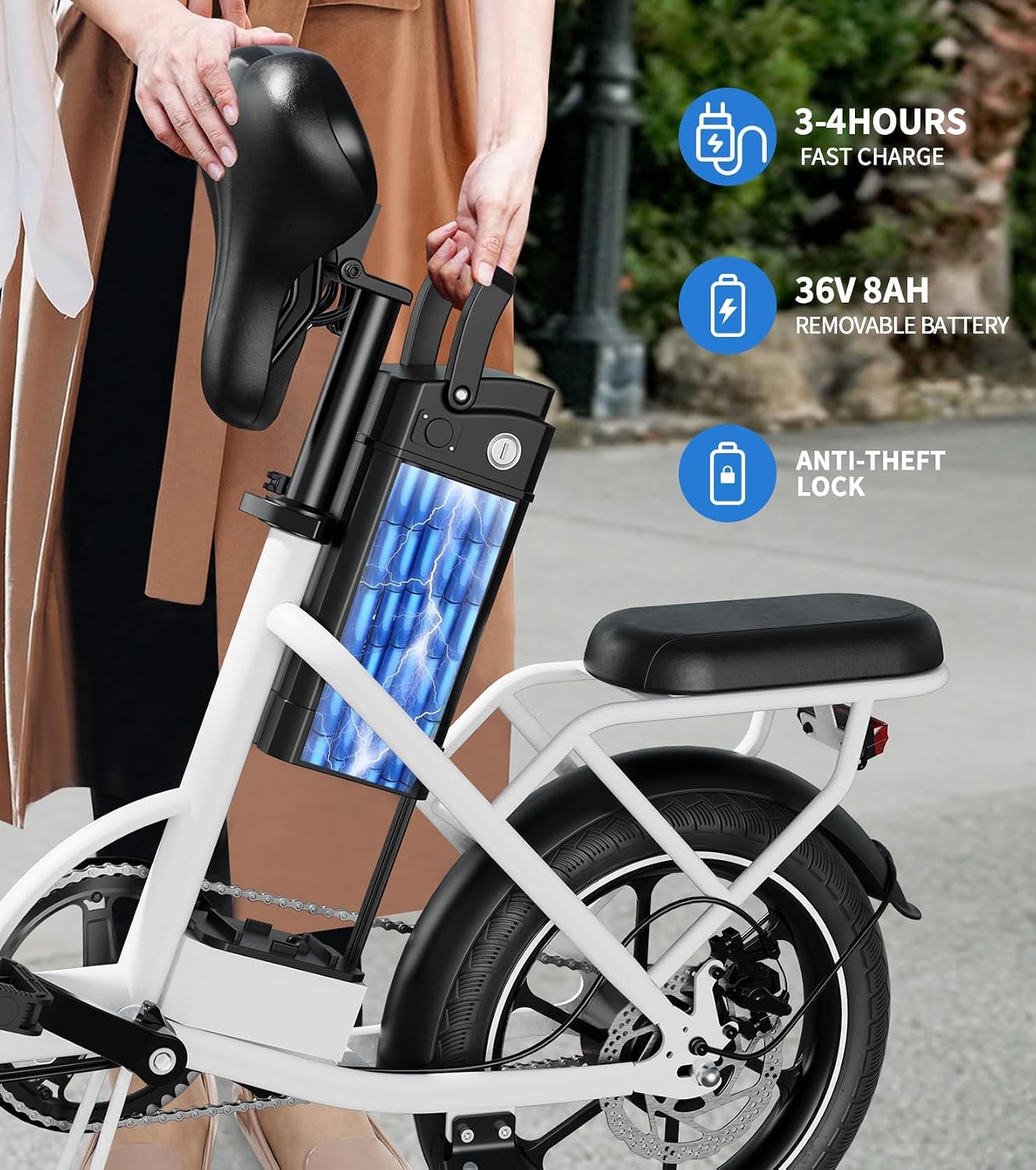 16" Foldable Electric Bike for Adults, Peak 630W Motor, Up to 20 MPH, Mini Commuter E-Bike with LCD Display & Up to 35 Miles Pedal-Assist Range