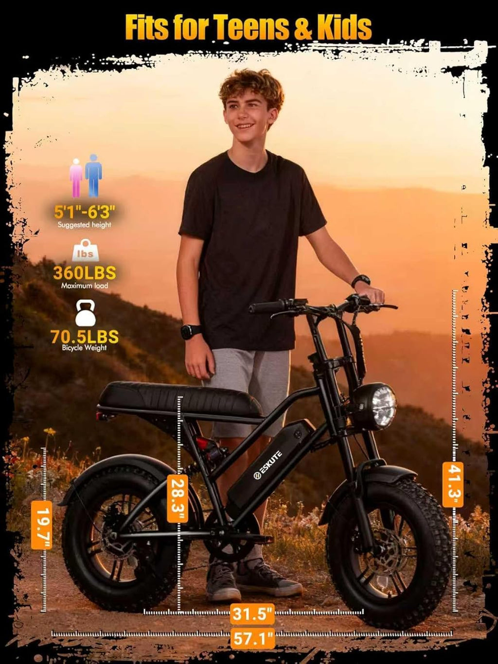 16" Fat Tire Electric Bike for Adults, 1500W Peak Motor, Up to 20+ MPH, Up to 60 Mile Range, 7-Speed, Dual Suspension All-Terrain E-Bike
