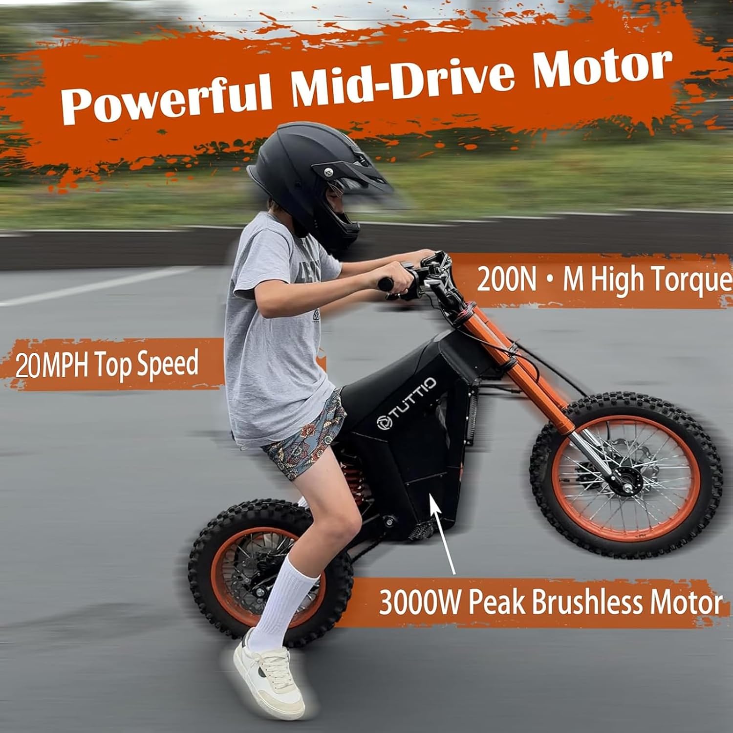 Electric Dirt Bike for Adults, Peak 3000W Motor, High-Torque Off-Road E-Bike with Hydraulic Brakes