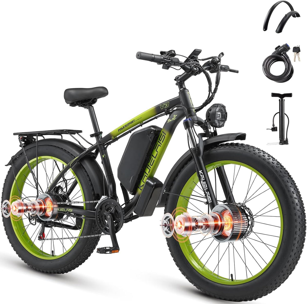 4000W Peak Dual Motor Electric Bike for Adults, 26" Fat Tire E-Bike, 21-Speed All-Terrain Bicycle with Removable Power Pack & Dual Hydraulic Disc Brakes