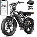 1500W Peak Electric Bike for Adults, 20" Fat Tire E-Bike with Up to 60 Miles Range, Full Suspension, 7-Speed Gear System & Removable Power Pack