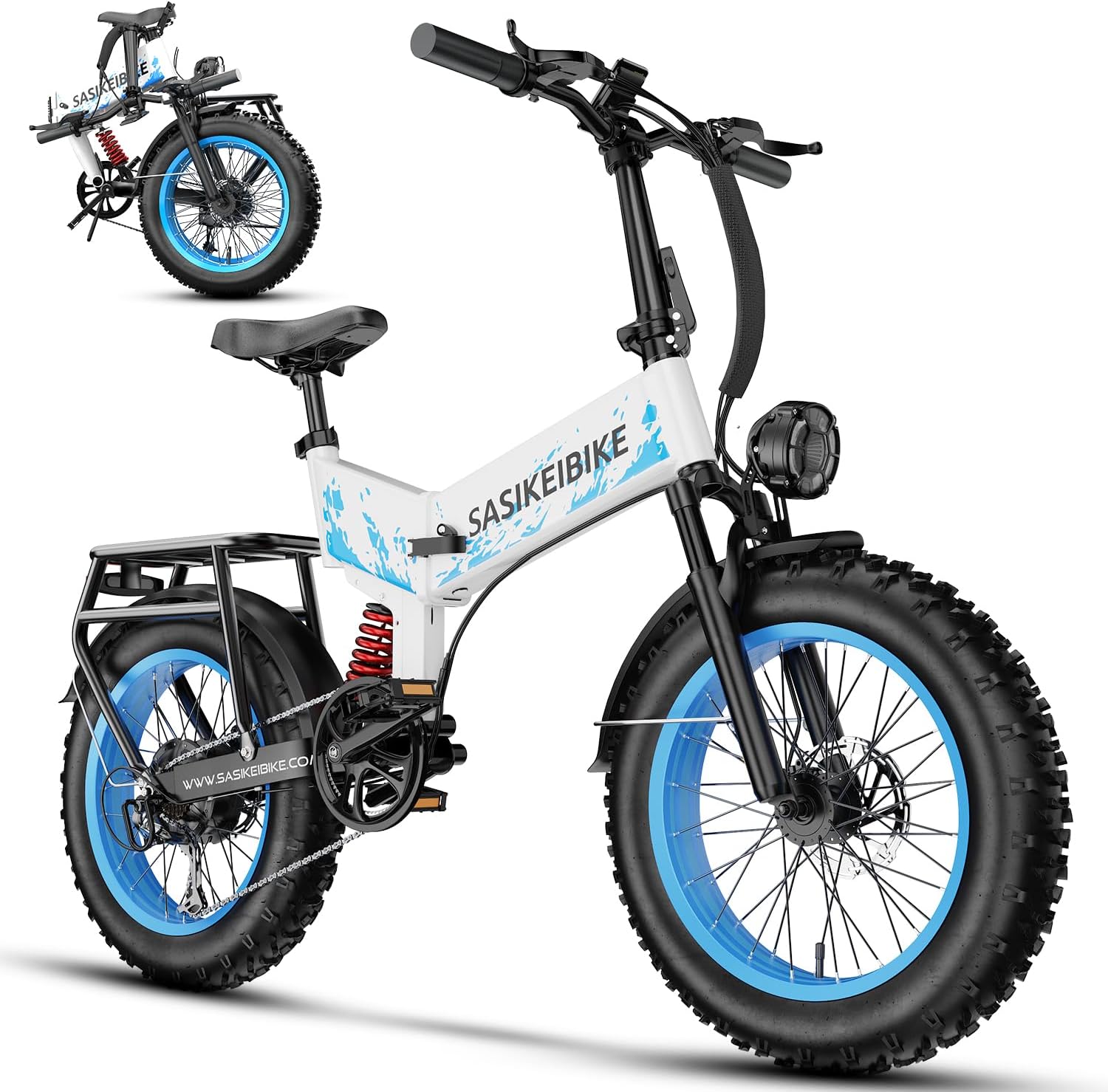1500W Folding Electric Bike for Adults, 20" Fat Tire E-Bike with Up to 70 Miles Range, Dual Suspension, Foldable All-Terrain Commuter & Mountain Bicycle