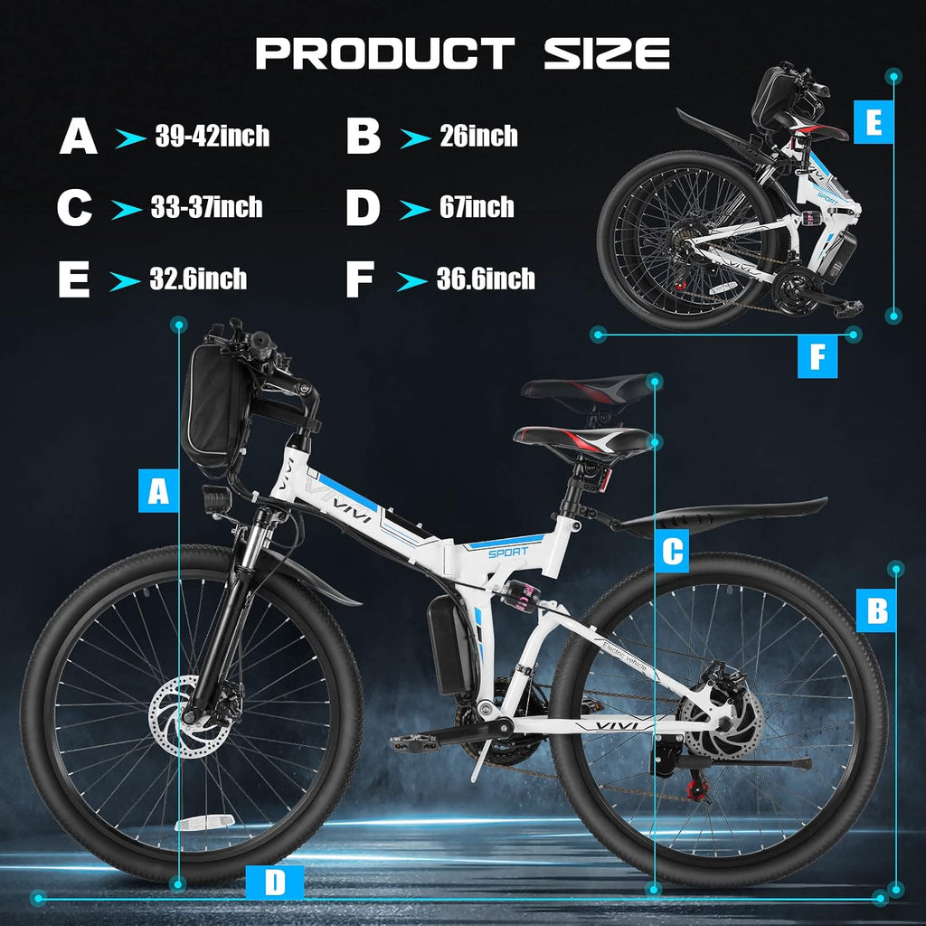 26" Folding Electric Mountain Bike for Adults, Peak 750W Motor, Up to 20 MPH, Dual Suspension Commuter E-Bike