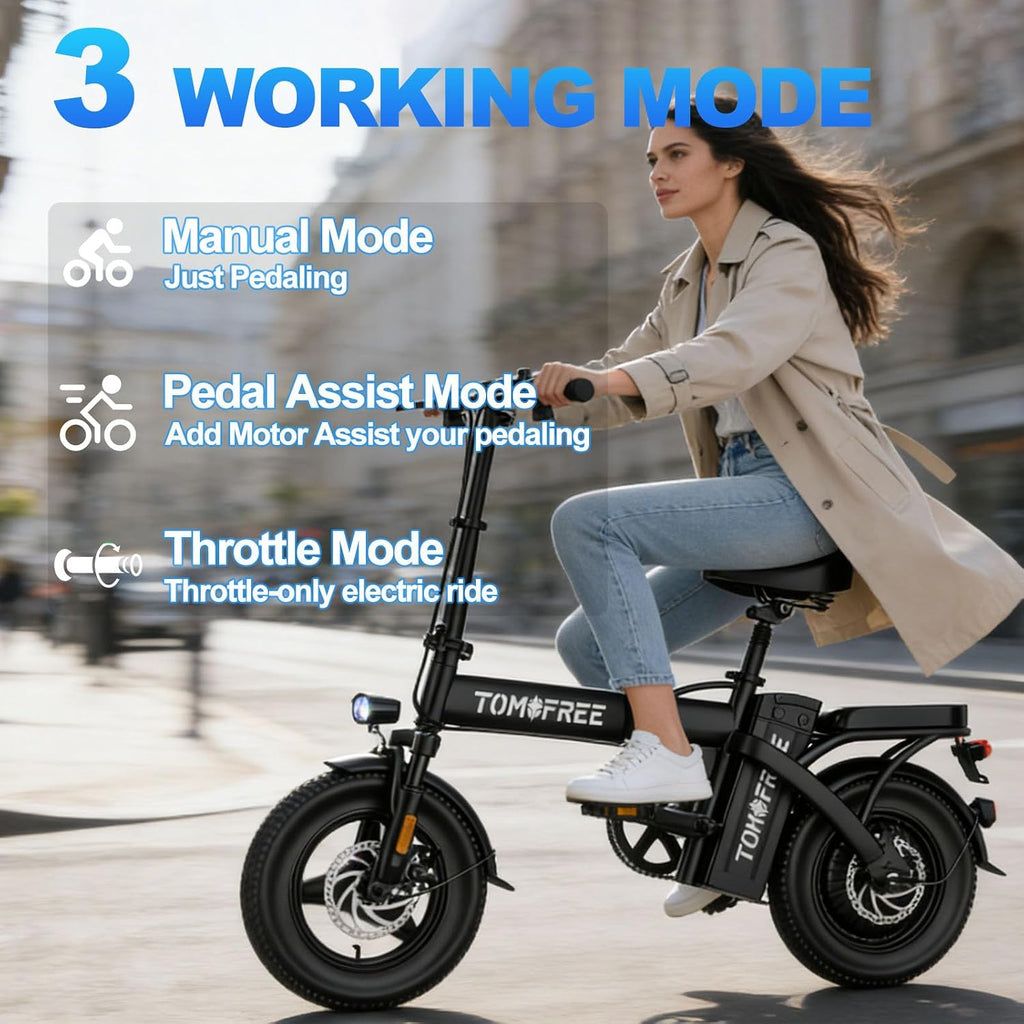 14"/16" Foldable Electric Bike for Adults & Teens, 400W Motor, Mini Commuter E-Bike with Up to 75 Miles Pedal-Assist Range